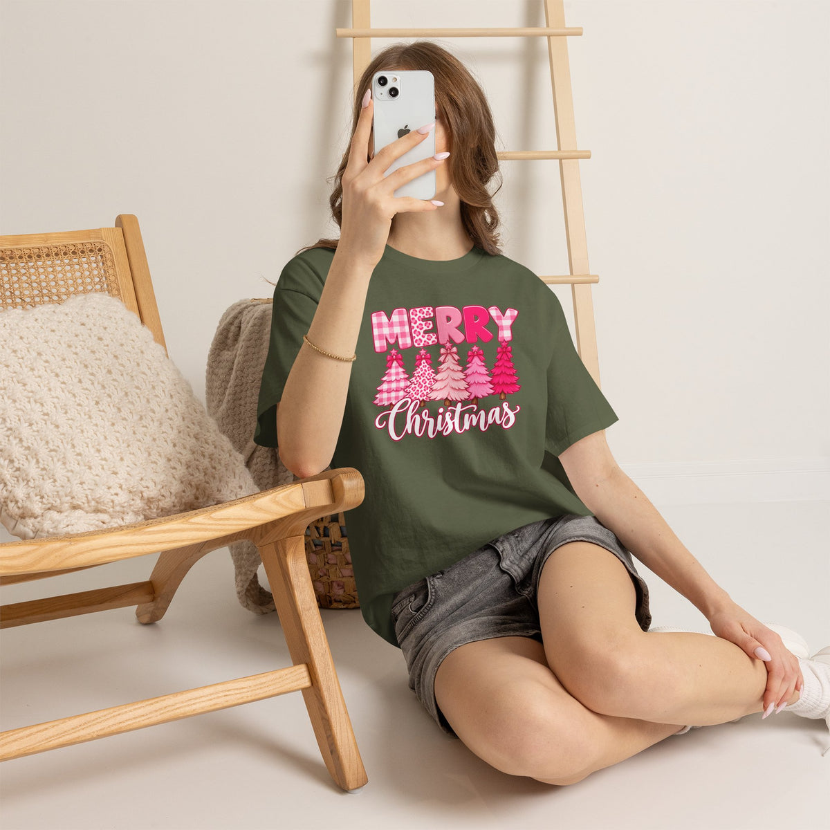 Merry Christmas Pink Christmas Tree T-Shirt