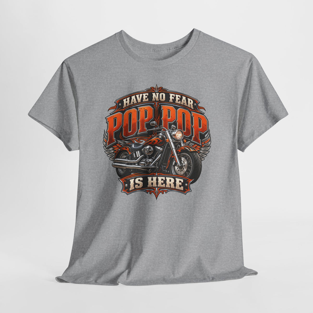 Pop Pop Is Here Motorcycle Dad T-Shirt