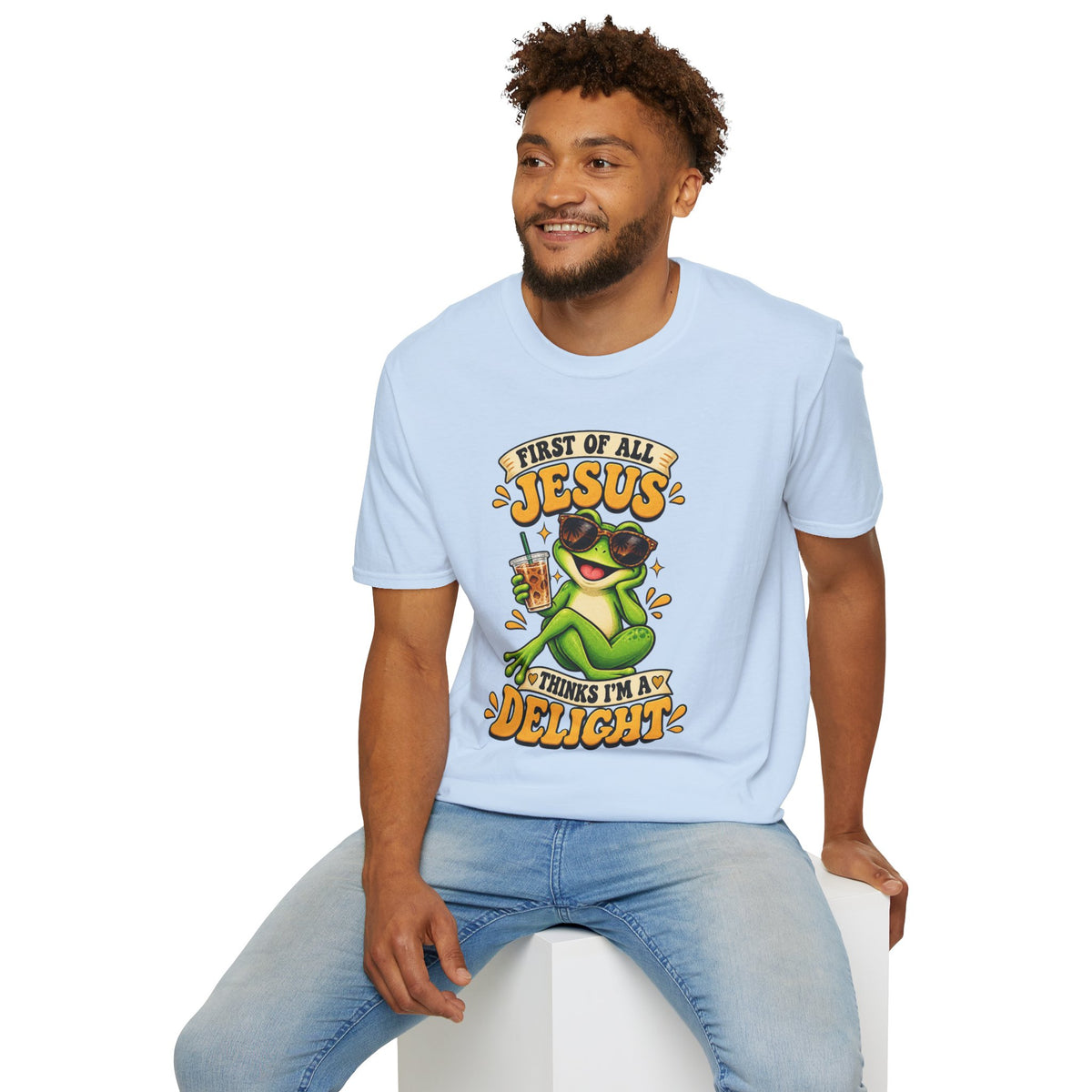 Jesus Frog T-Shirt — "First of All Jesus" Cute Frog Christian Tee
