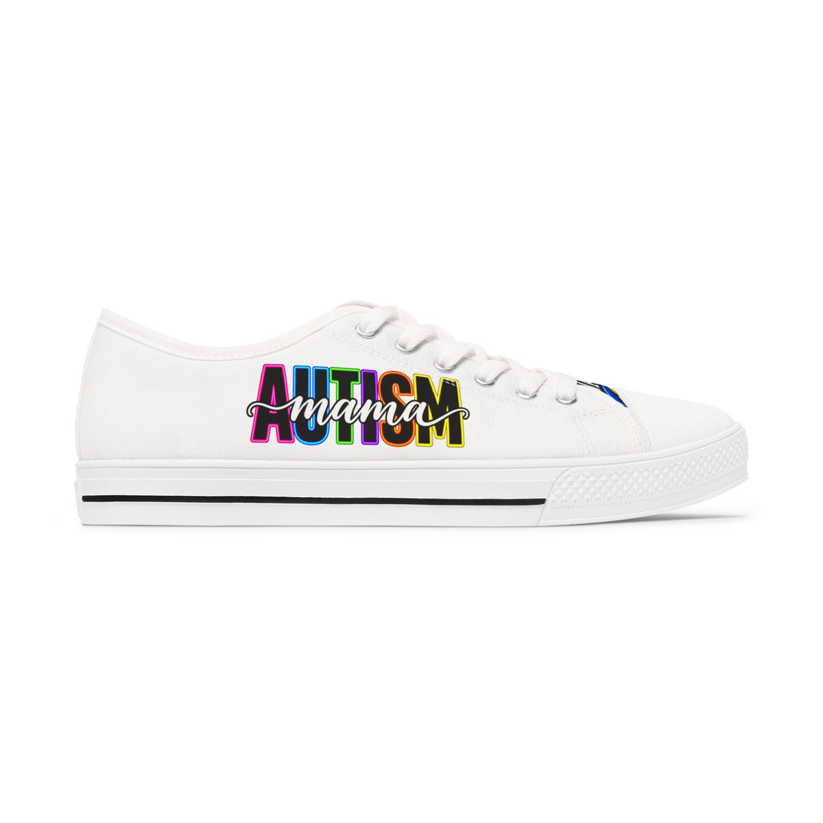 Low Top Sneakers — "Autism Mama" Multicolor Graphic