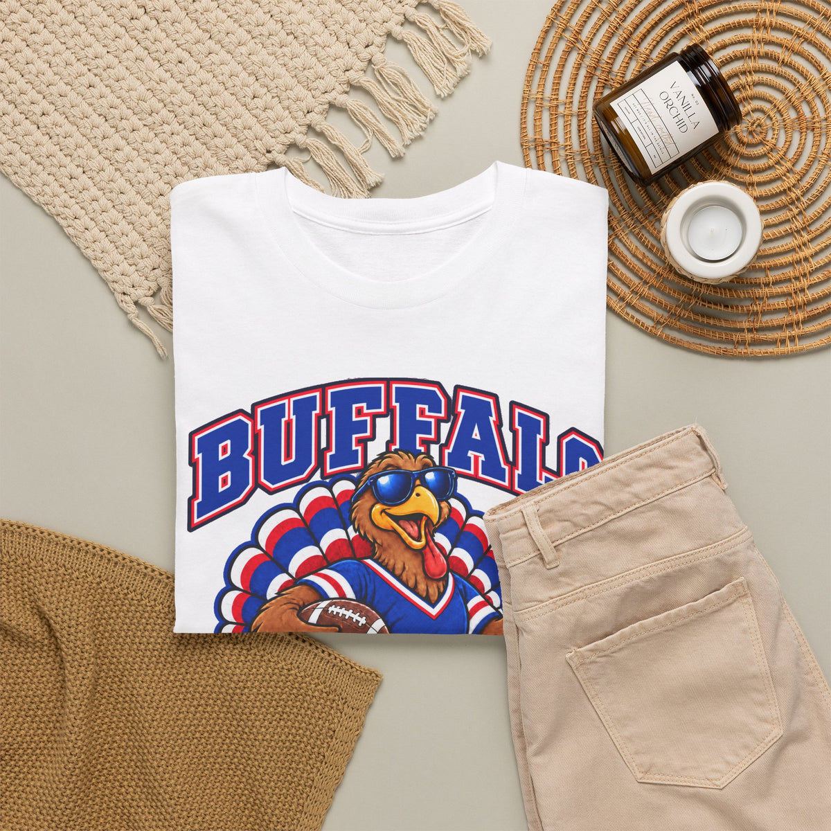 Buffalo Thanksgiving Football T-Shirt — Turkey Mascot Game Day Tee