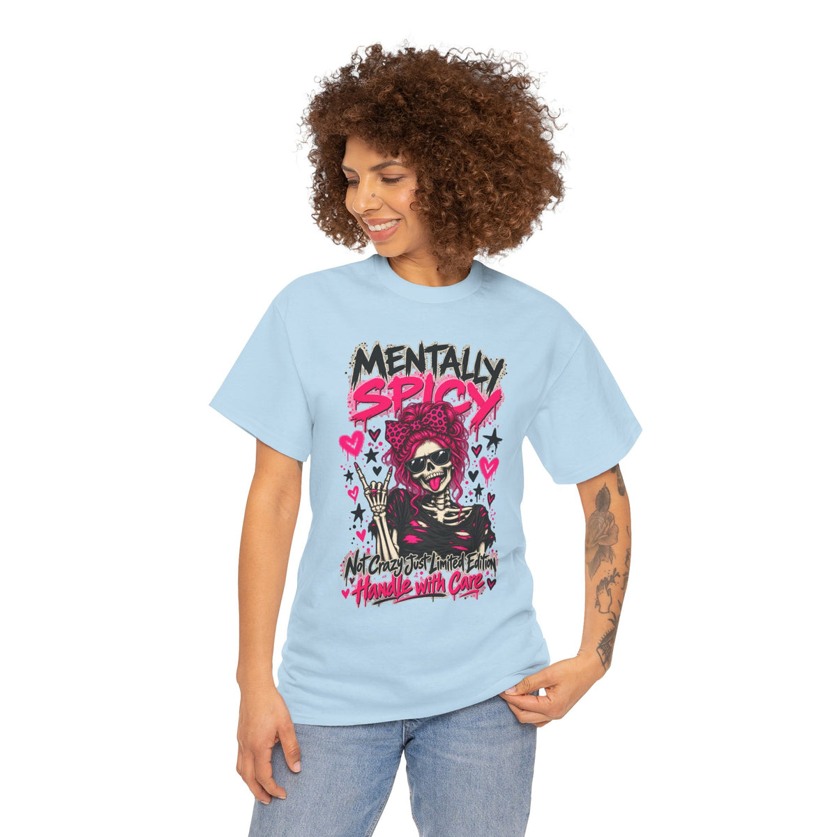 Mentally Spicy Skeleton Graphic T-Shirt