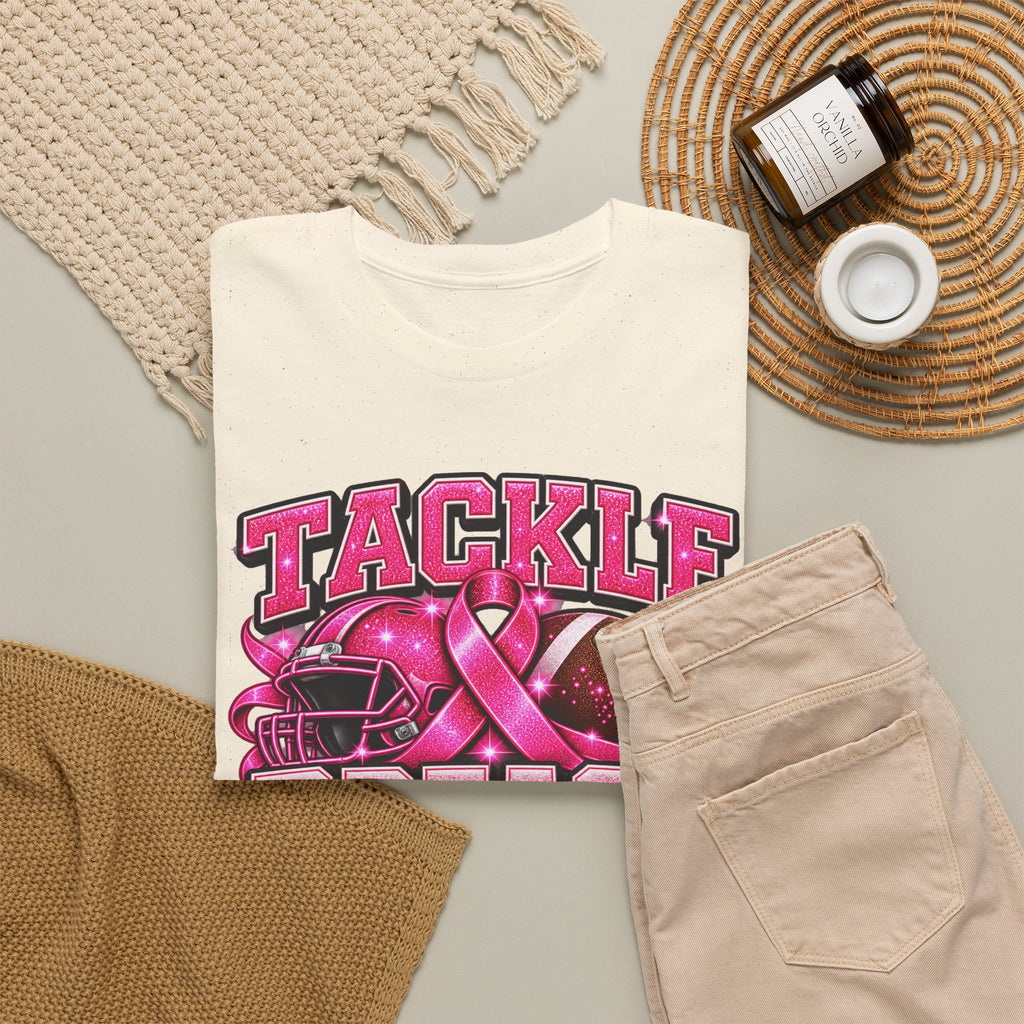 T-Shirt — "Tackle Breast Cancer" Pink Football Awareness Tee