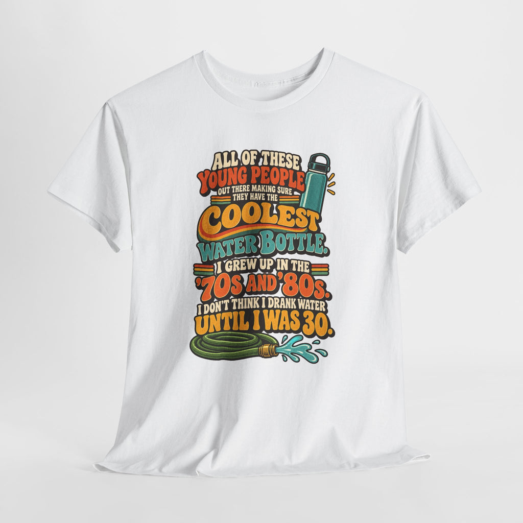 Retro 70s-80s Funny Water Bottle Tee — "Coolest Water Bottle" Graphic T-Shirt