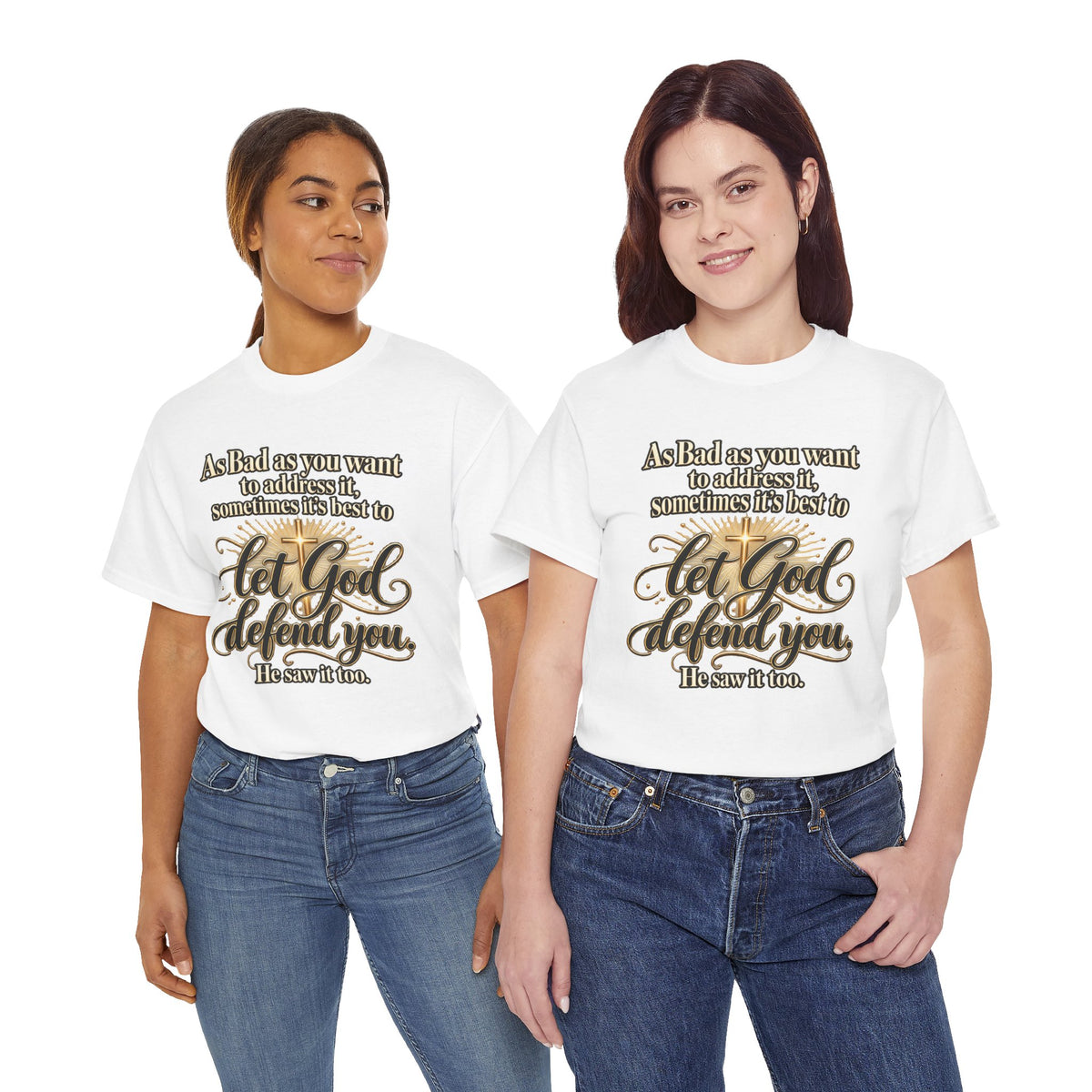Let God Defend You Inspirational Christian T-Shirt