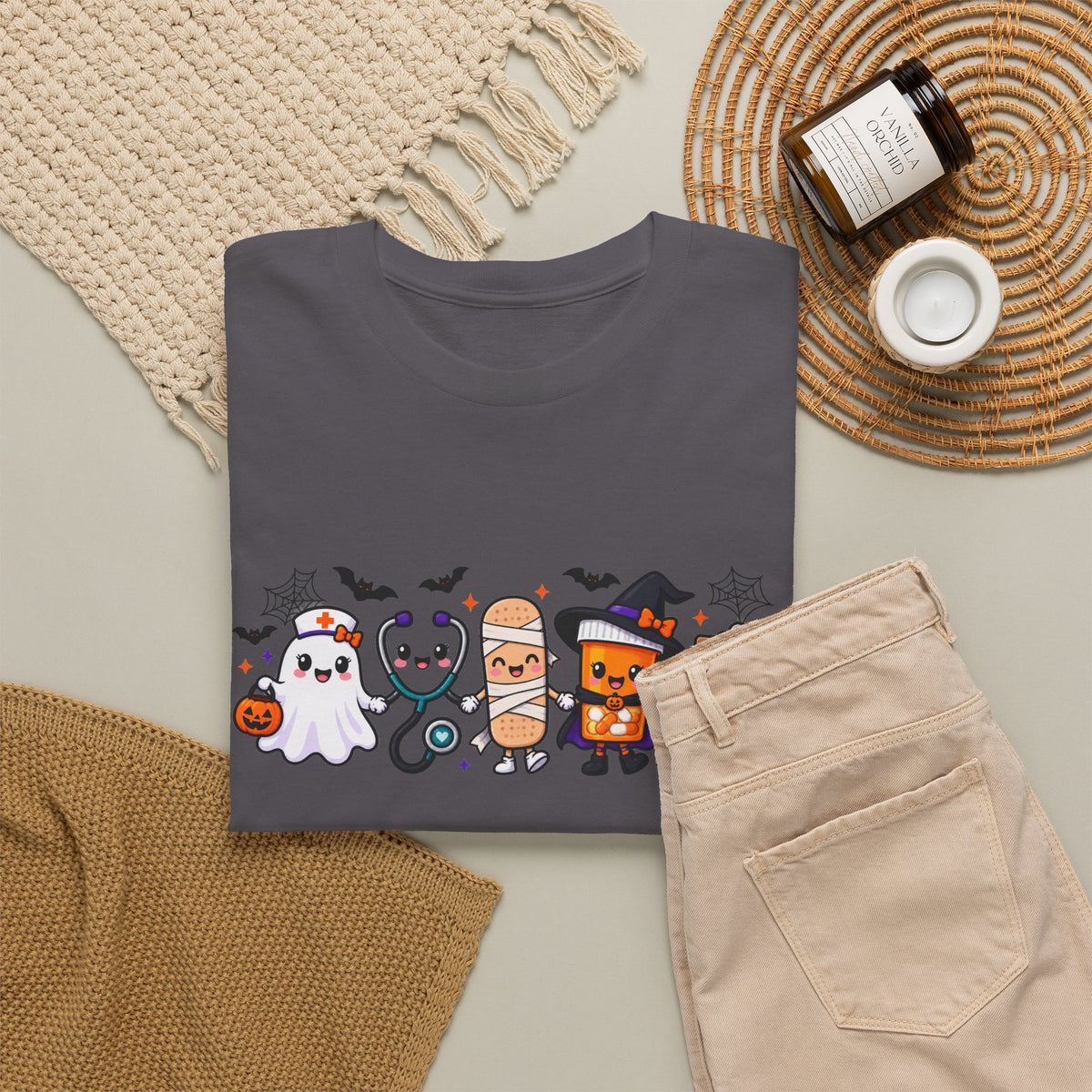 Halloween Candy Characters Tee — Cute Trick-or-Treat Ghosts & Candy Corn Shirt