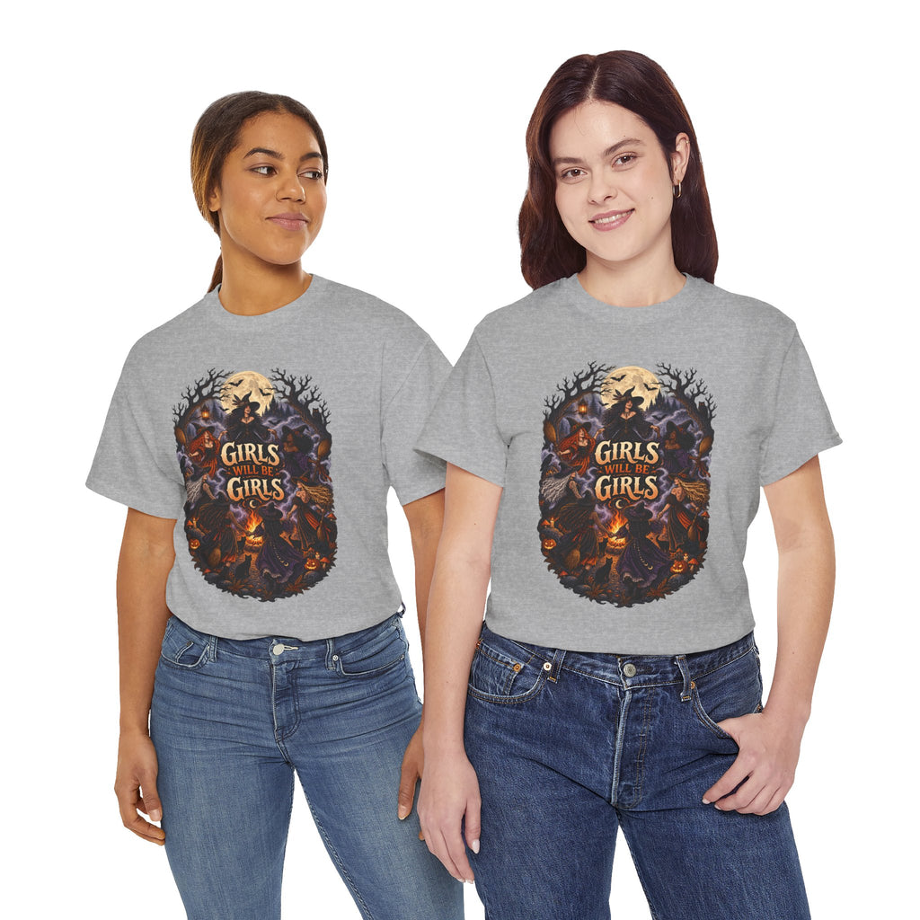 Girls Will Be Girls T-Shirt — Witchy Campfire Illustration Tee