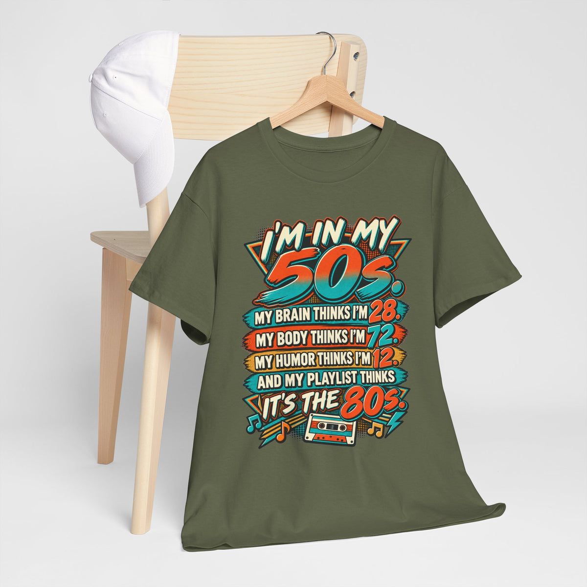 Retro 50s Birthday T‑Shirt — "I'm in My 50s" 80s Playlist Cassette Tee