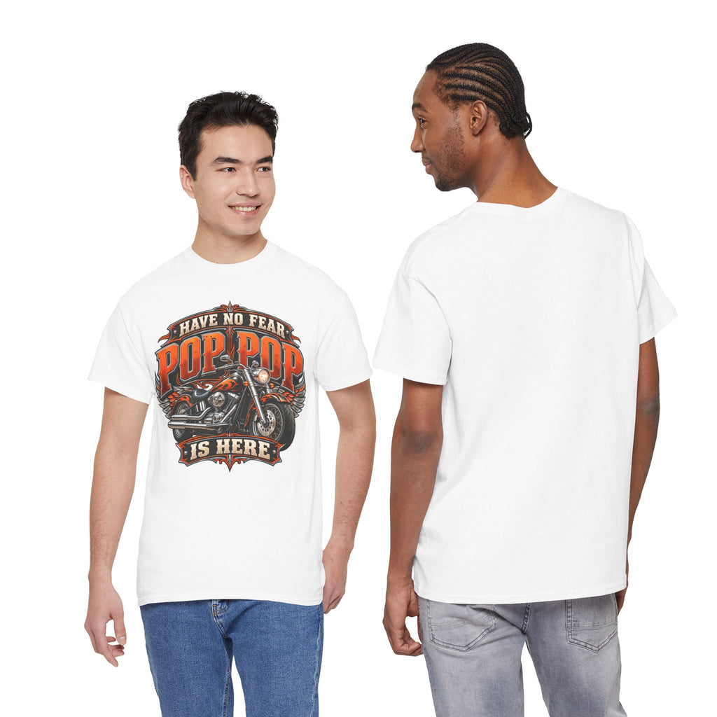 Pop Pop Is Here Motorcycle Dad T-Shirt
