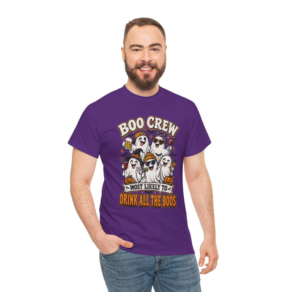 Boo Crew Halloween Tee — “Most Likely To Drink All The Boos” Ghost Party Shirt