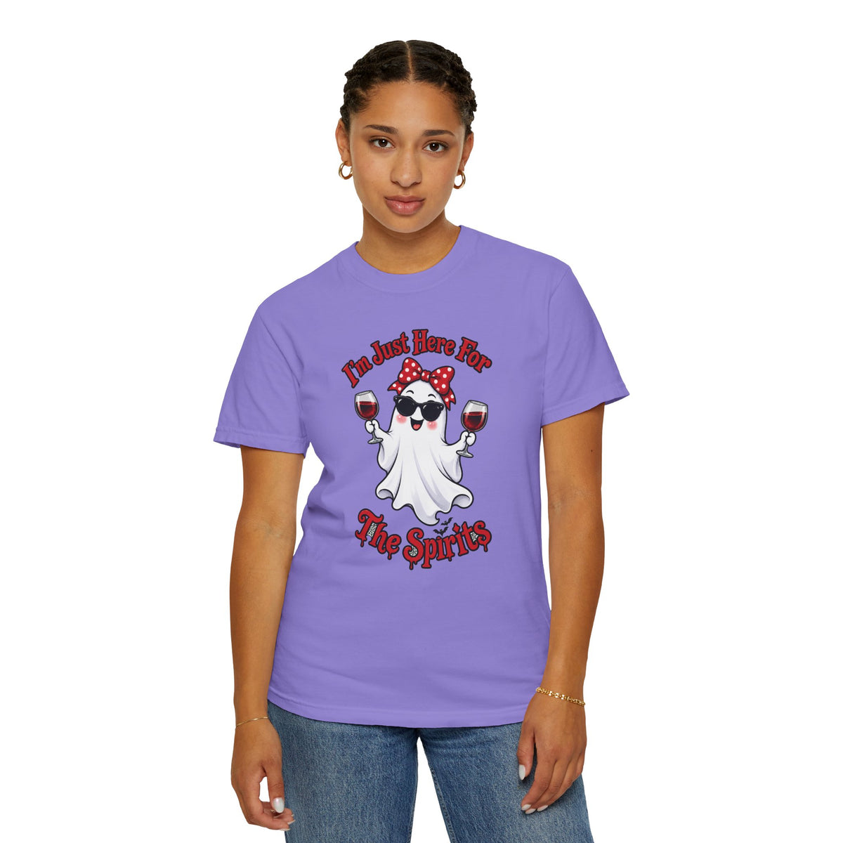 Wine Ghost T-Shirt — "I'm Just Here For The Spirits" Halloween Tee