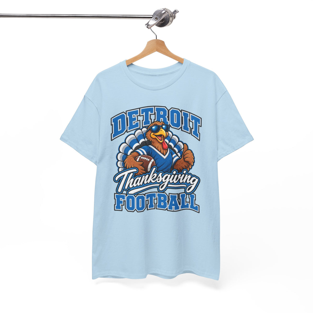 Detroit Thanksgiving Football Tee — Turkey Mascot Game Day Shirt