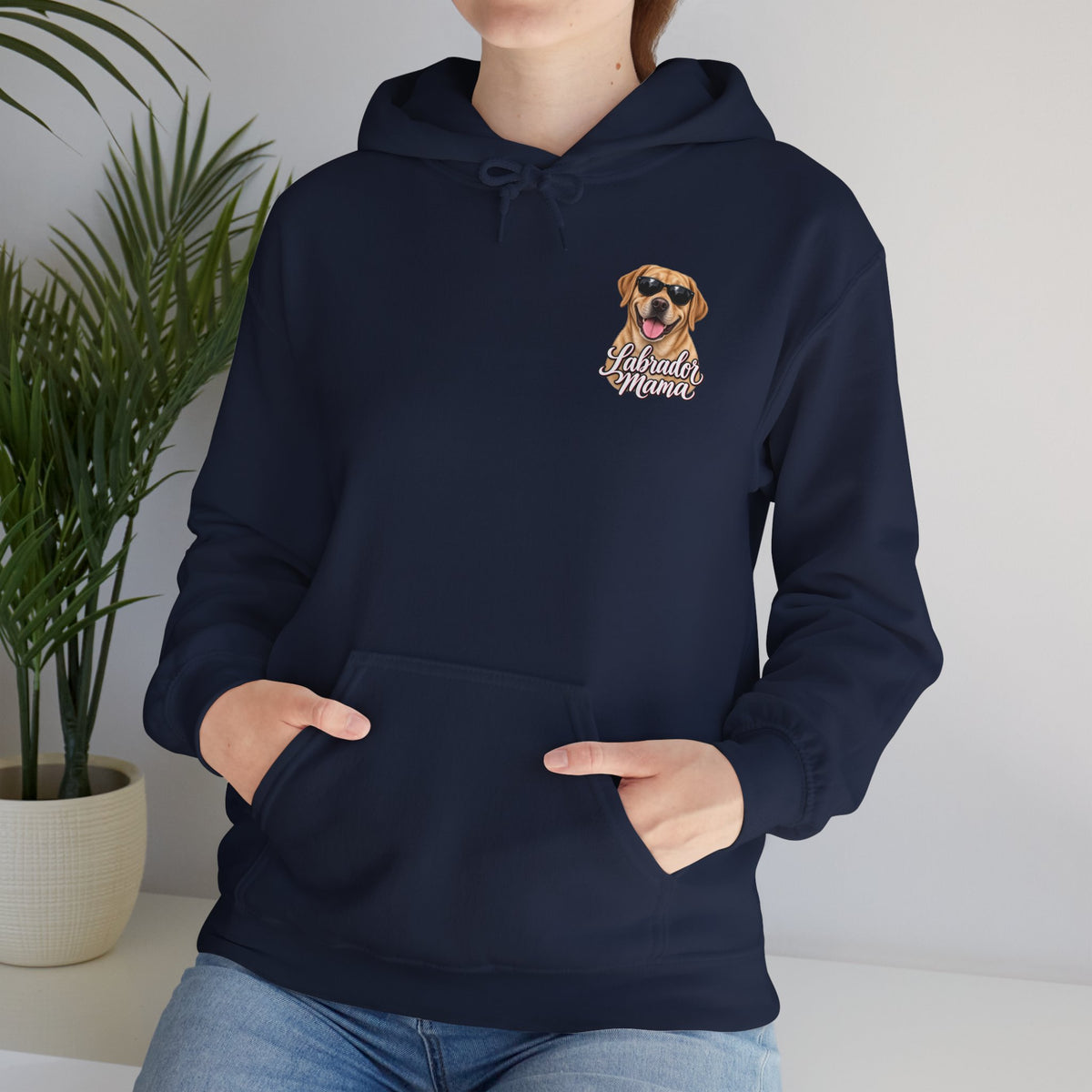 Labrador Mama Hoodie — Dog Mom Sweatshirt with Cute Sunglasses Lab Design