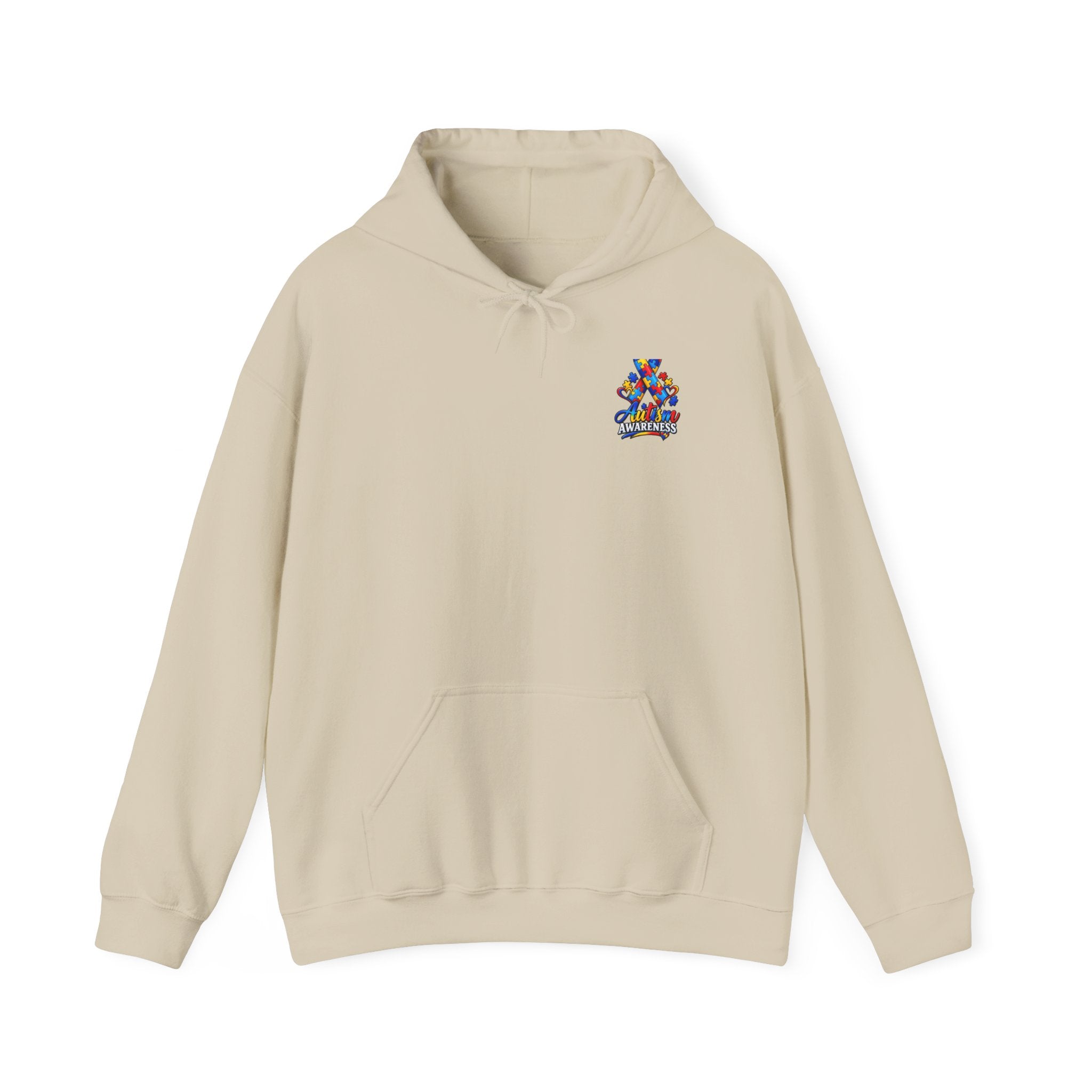 White Hoodie with Colorful 'Stand Tall' Floral Bear Chest Logo - Cozy Casual Pullover