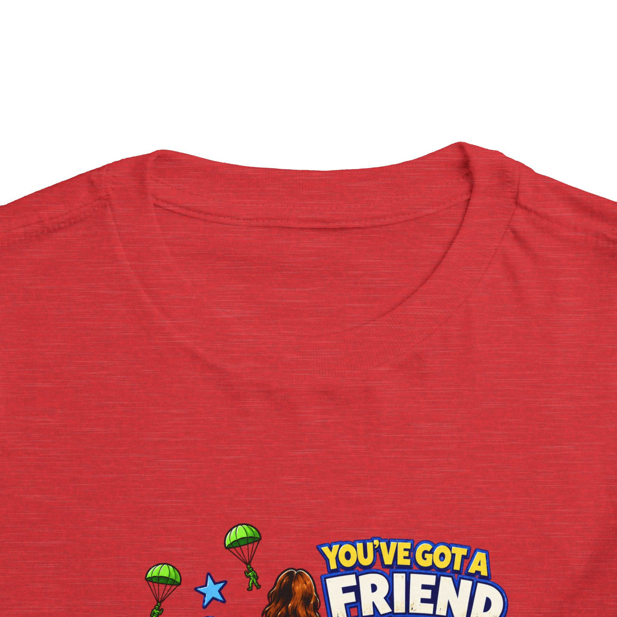 Toddler Tee — "You’ve Got a Friend in Him" Cartoon Faith & Toy Heroes Shirt