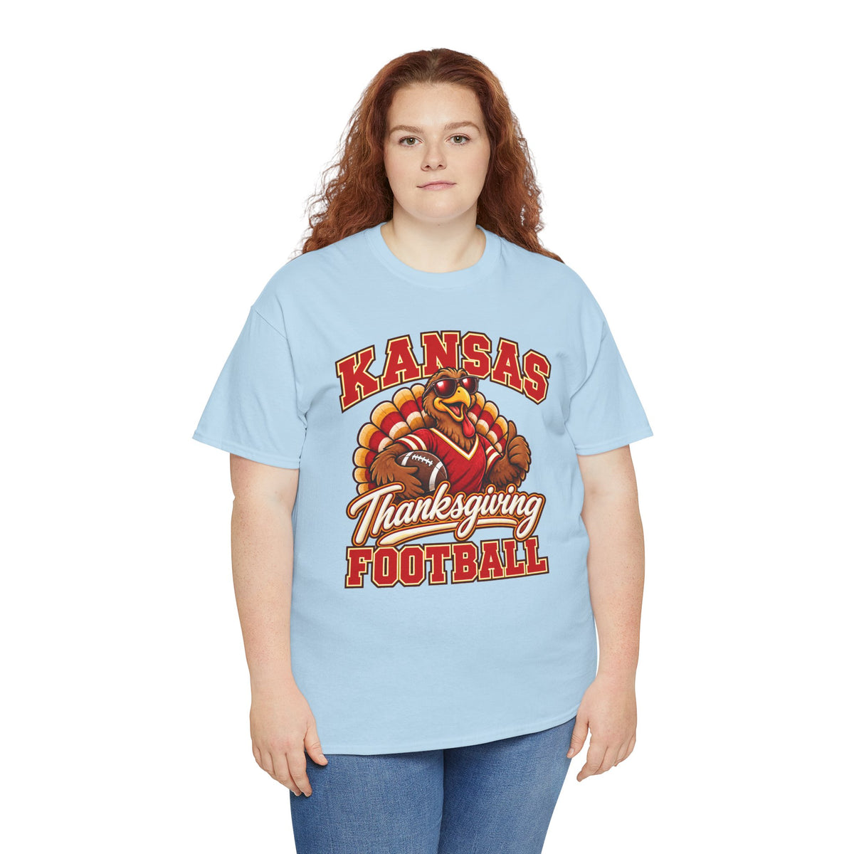 Kansas Thanksgiving Football T‑Shirt — Turkey Mascot Holiday Game Tee