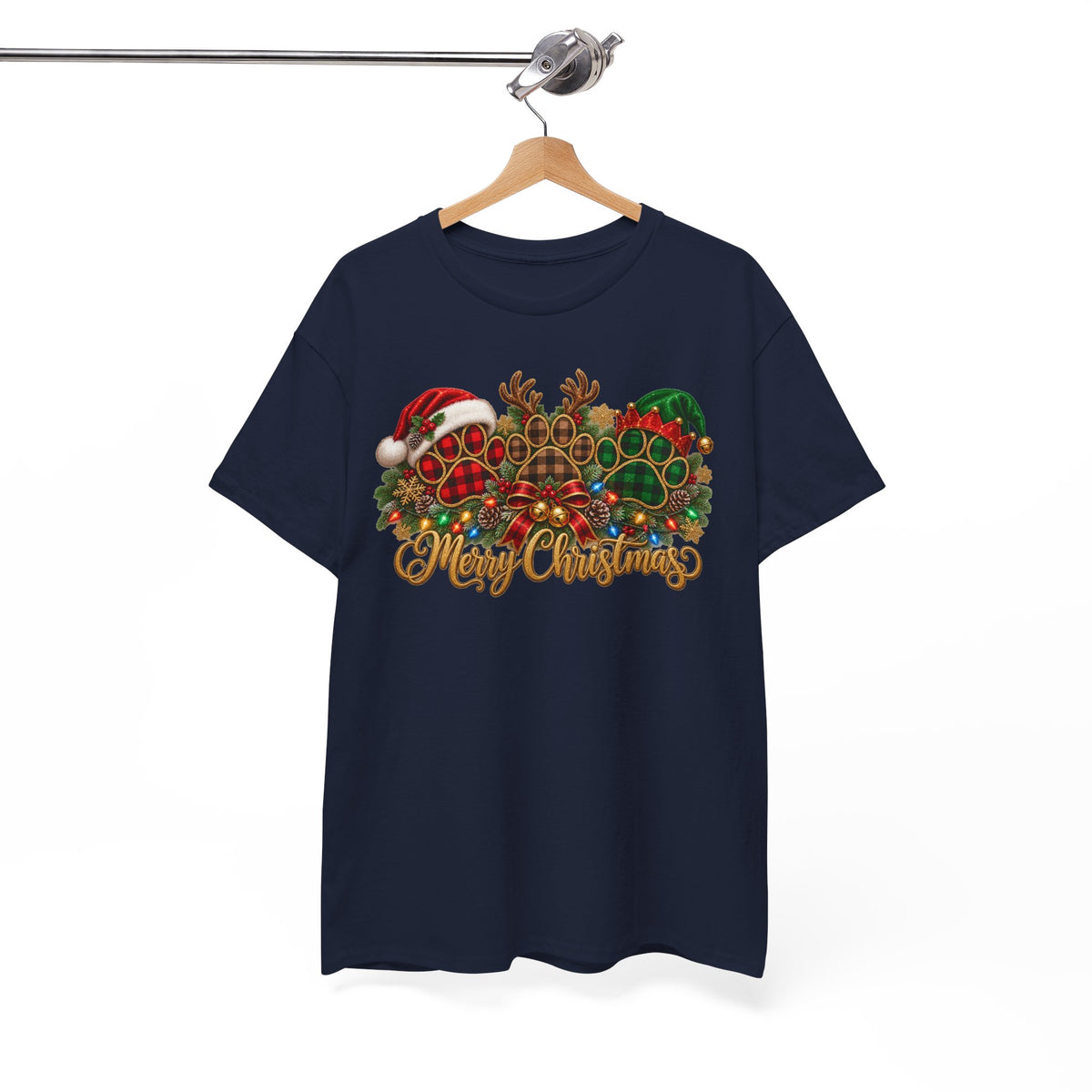 Merry Christmas Paw Prints Holiday Graphic Tee