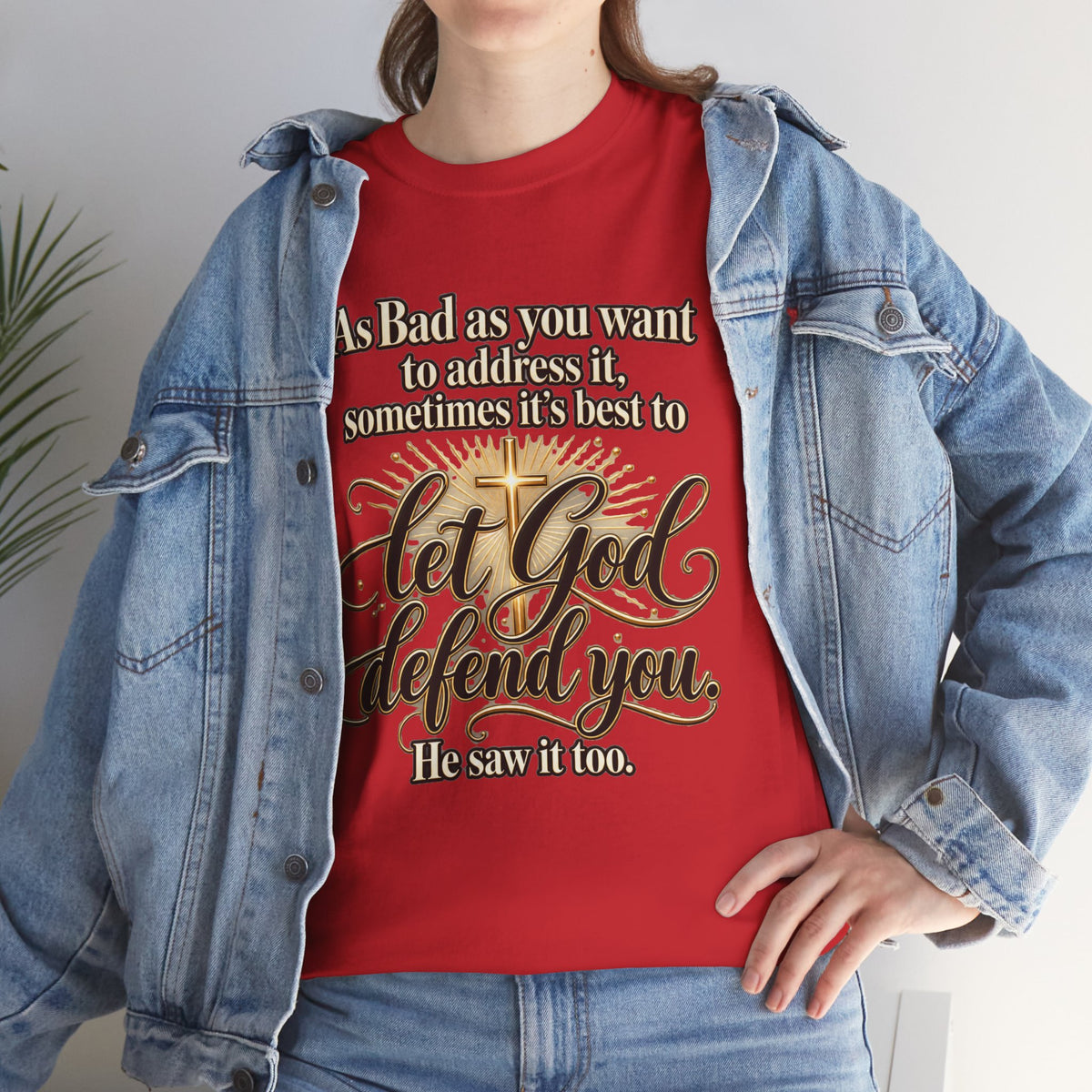 Let God Defend You Inspirational Christian T-Shirt