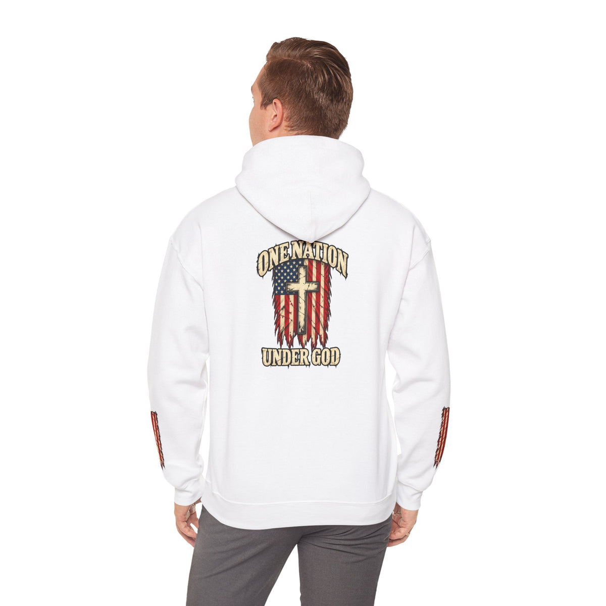 One Nation Under God Patriotic Cross Hoodie
