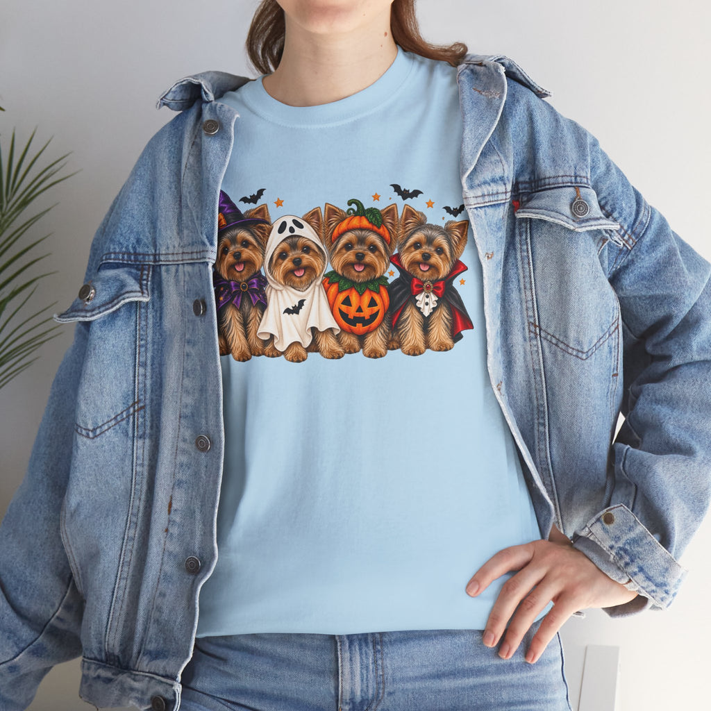 Halloween Yorkie T-Shirt — Cute Yorkies in Costumes (Pumpkin, Ghost, Witch, Vampire)