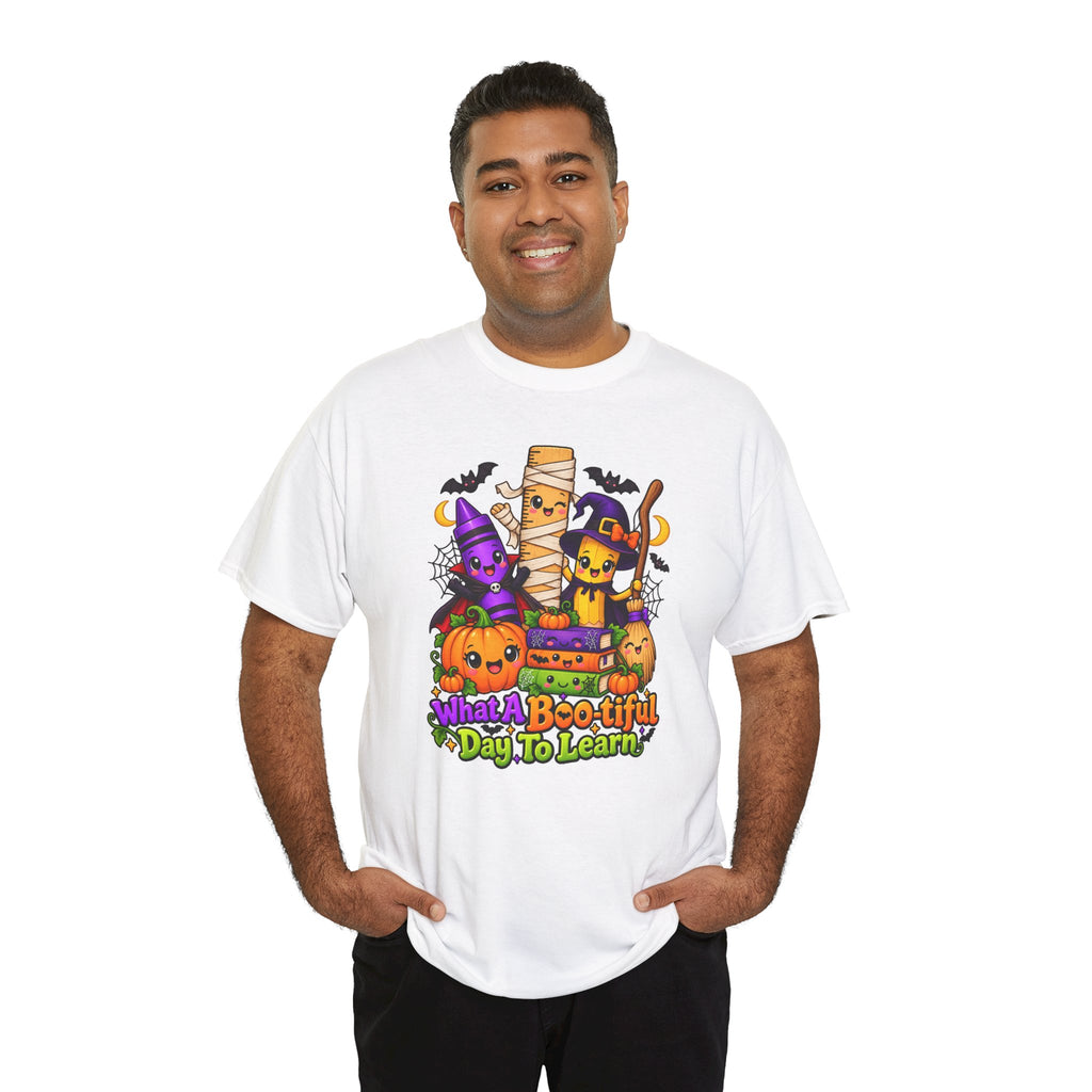 Halloween Teacher Tee — "What A Boo-tiful Day To Learn" Kids' Classroom Shirt