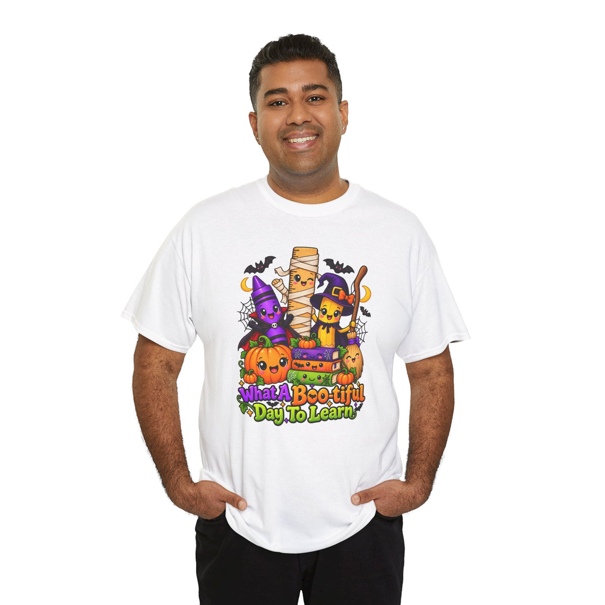 Halloween Teacher Tee — "What A Boo-tiful Day To Learn" Kids' Classroom Shirt