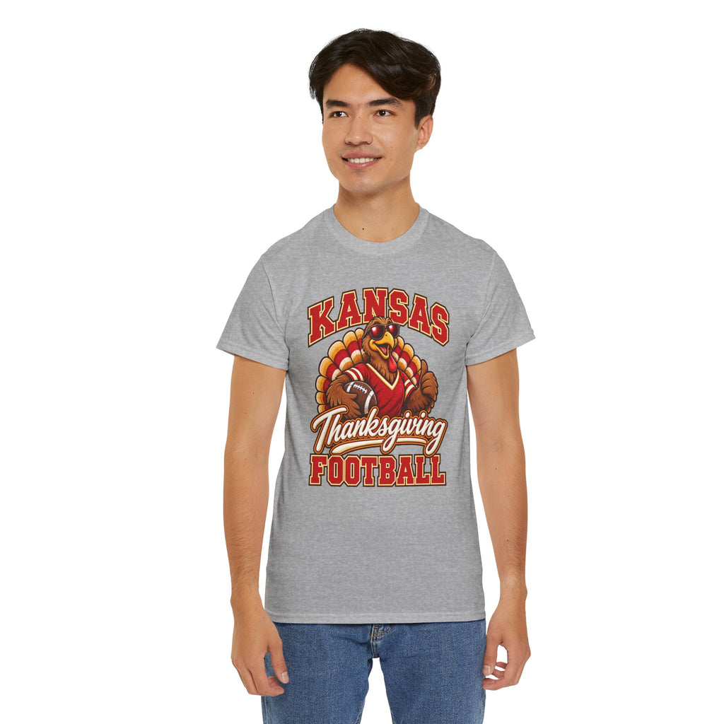 Kansas Thanksgiving Football T‑Shirt — Turkey Mascot Holiday Game Tee