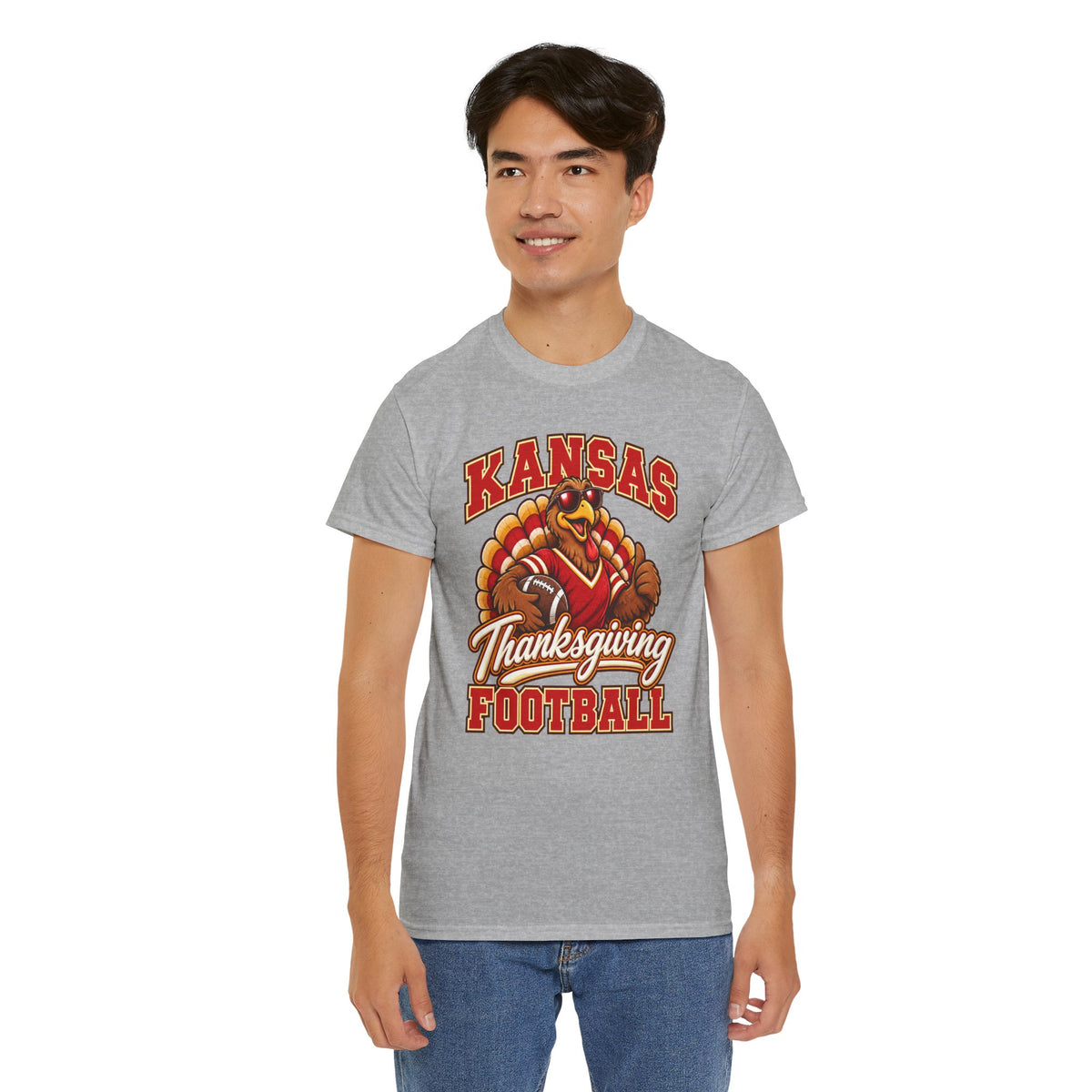 Kansas Thanksgiving Football T‑Shirt — Turkey Mascot Holiday Game Tee