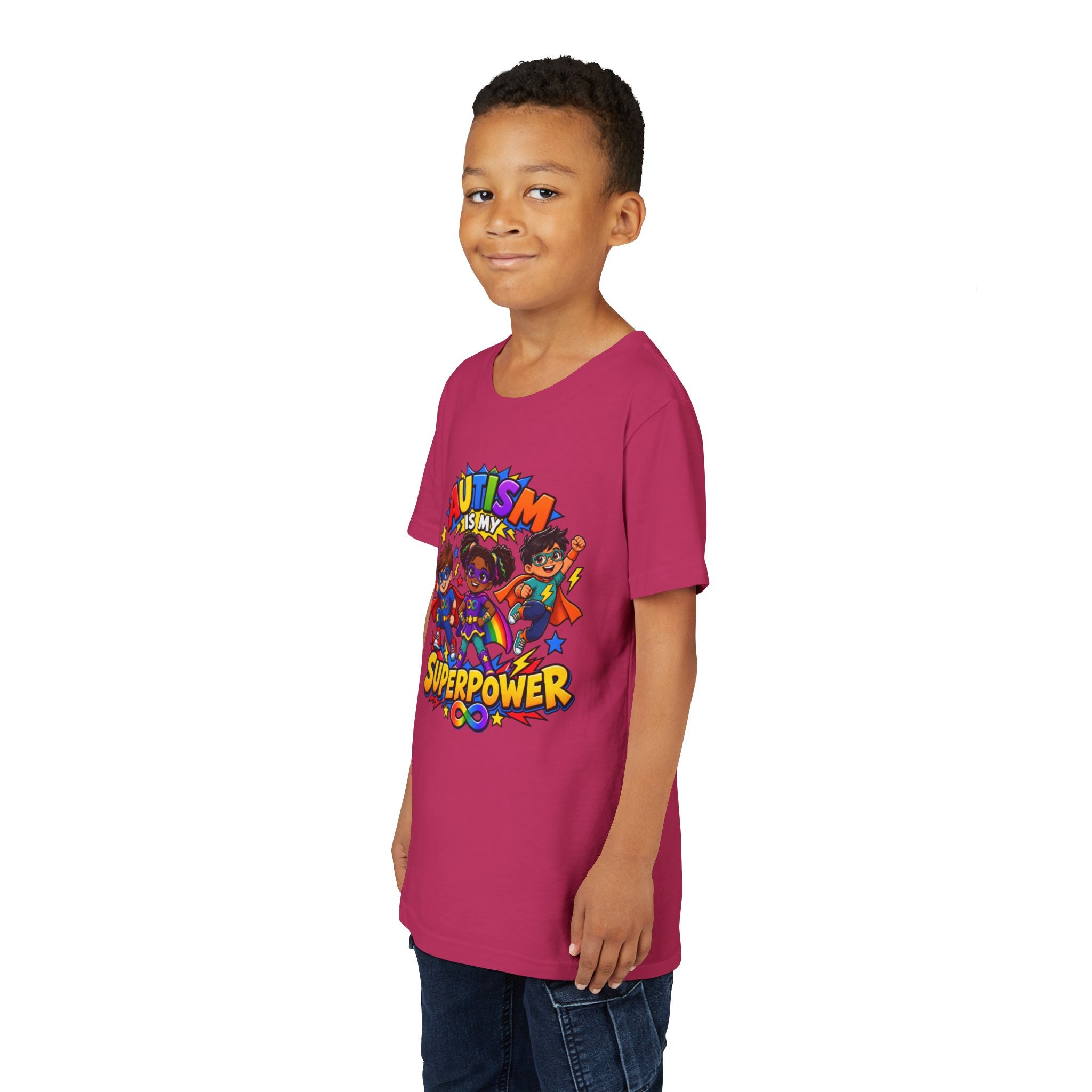 Youth Tee — "Autism Is My Superpower" Colorful Superhero Kids Shirt