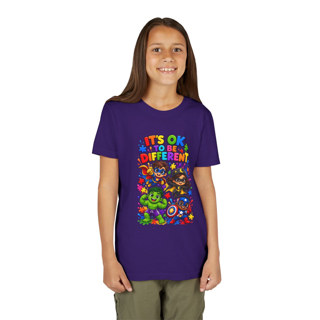 Kids T-Shirt — "It's OK to Be Different" Colorful Superhero Diversity Tee