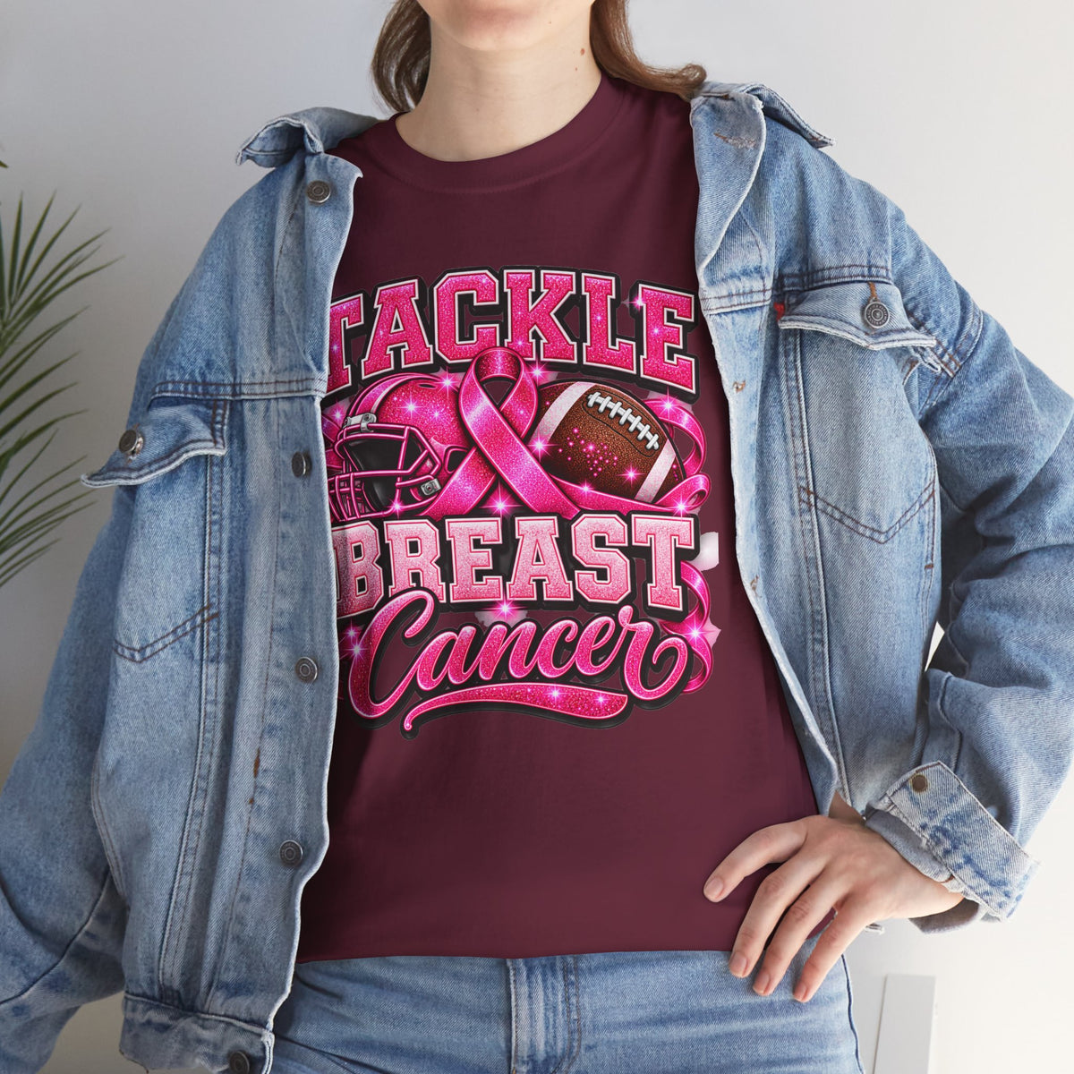 T-Shirt — "Tackle Breast Cancer" Pink Football Awareness Tee