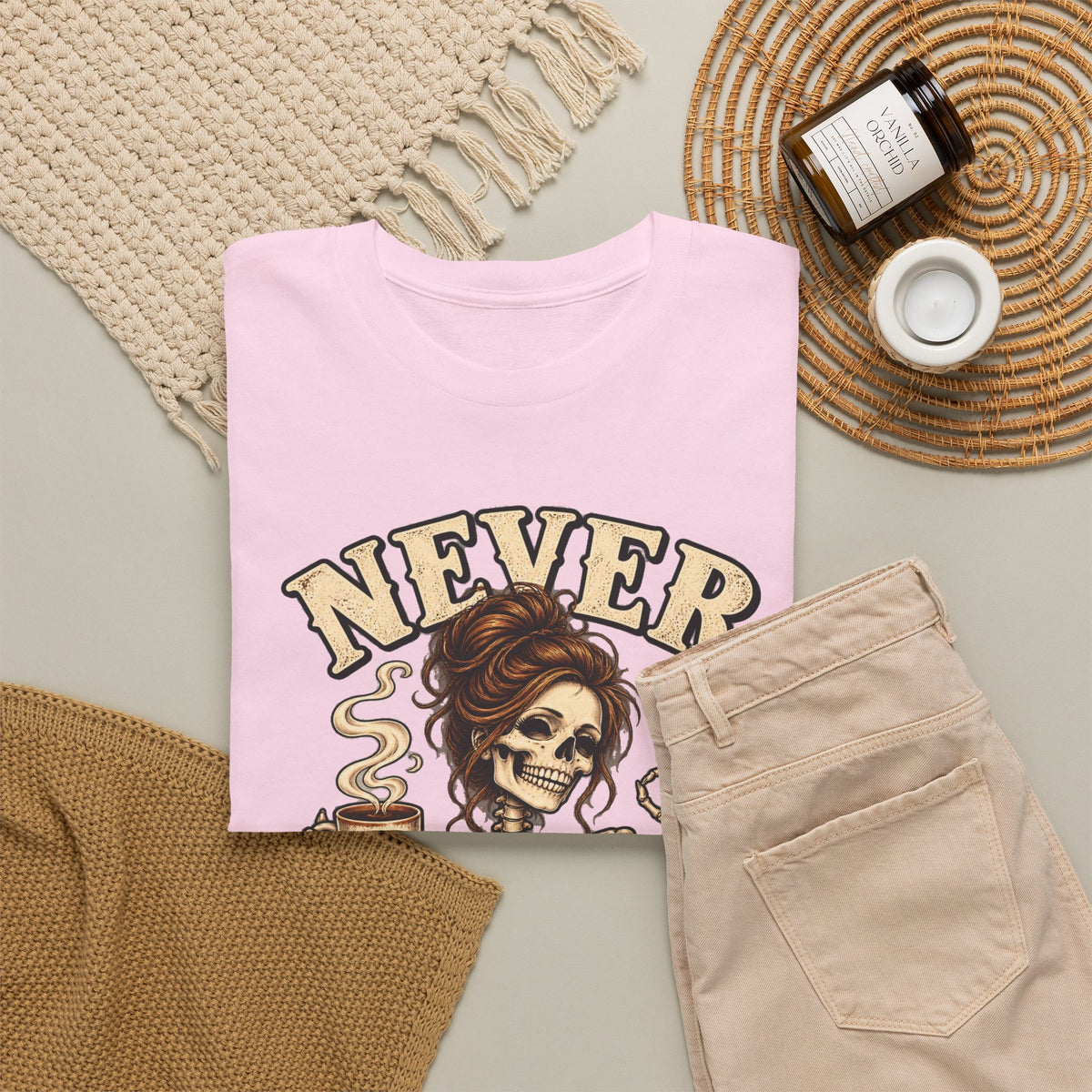 Never Better Skeleton Coffee Graphic Tee