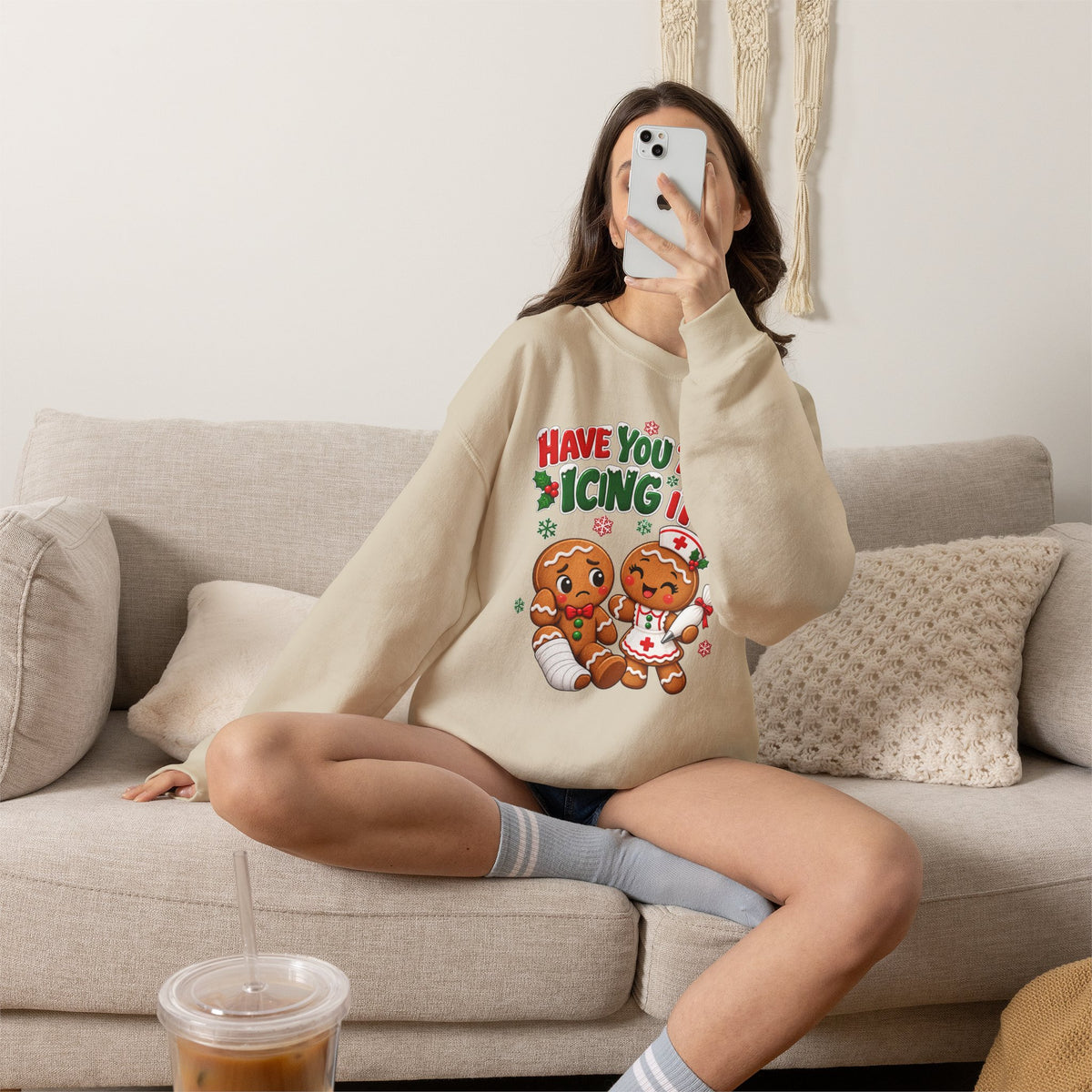 Have You Tried Icing It? Gingerbread Couple Christmas Sweatshirt
