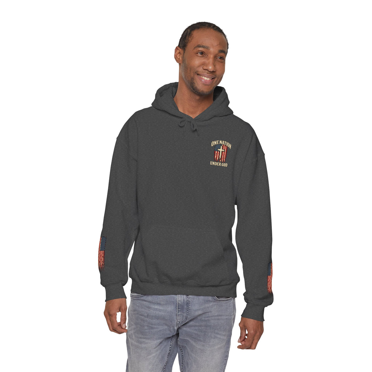One Nation Under God Patriotic Cross Hoodie