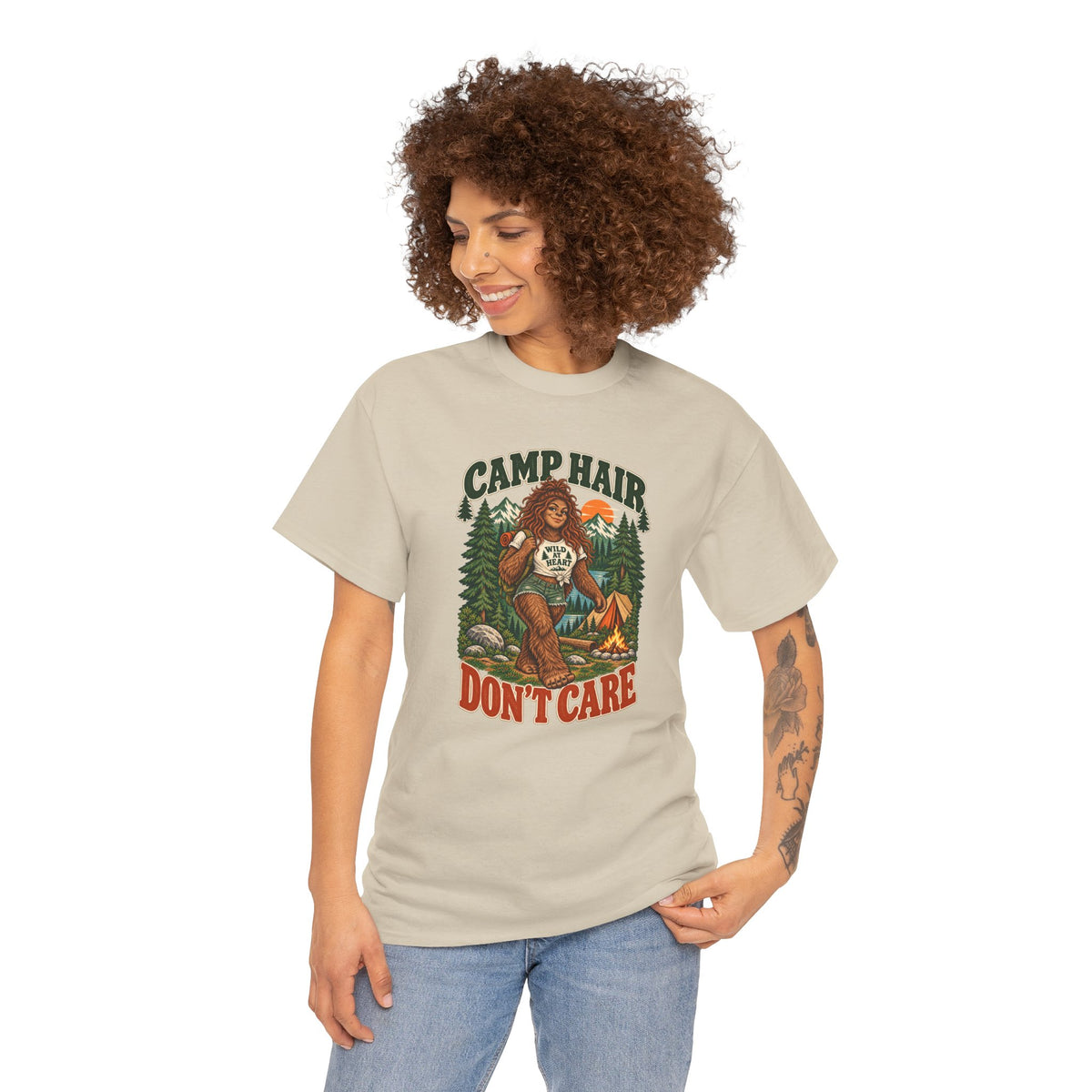Camp Hair Don't Care T-Shirt — Retro Camping Graphic Tee