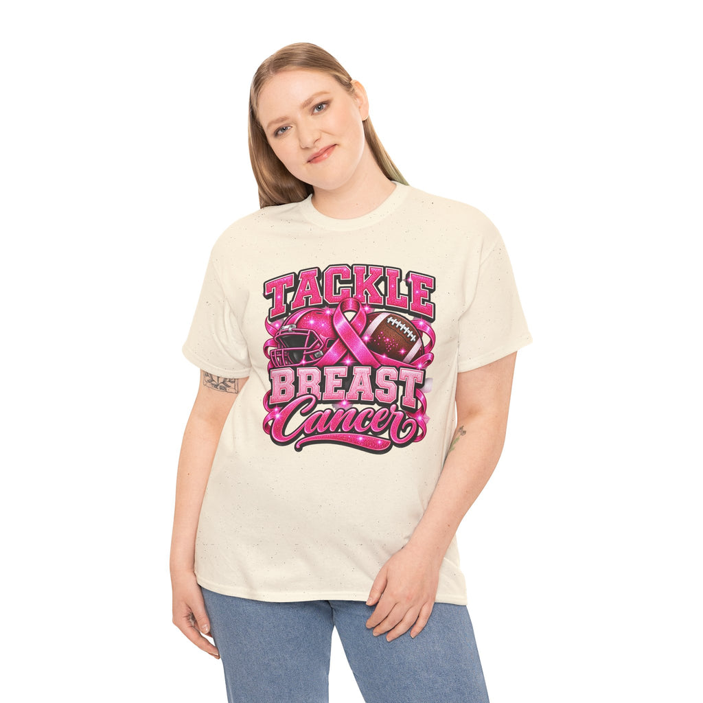 T-Shirt — "Tackle Breast Cancer" Pink Football Awareness Tee