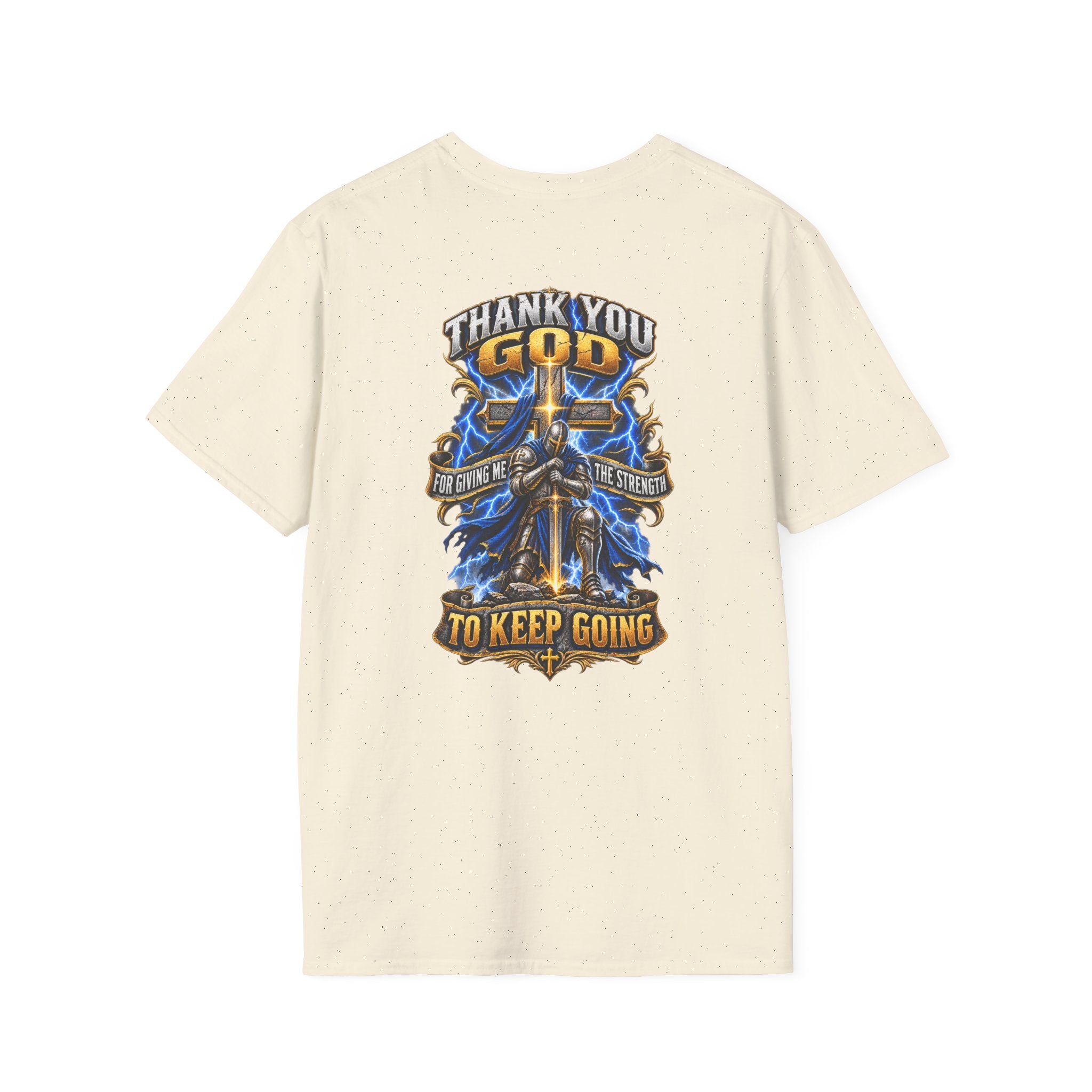 T-Shirt — "Thank You God I Keep Going" Faith Graphic Pocket Tee