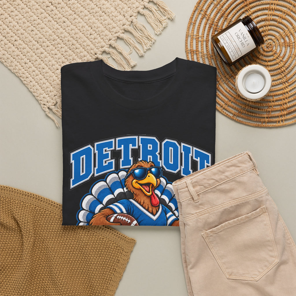 Detroit Thanksgiving Football Tee — Turkey Mascot Game Day Shirt