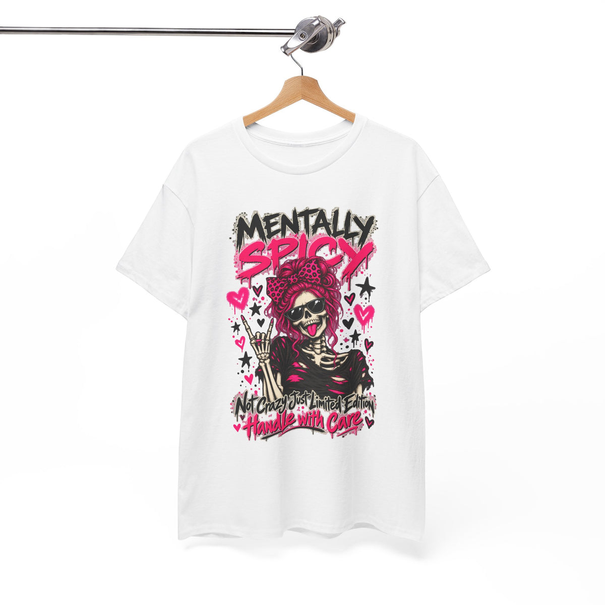 Mentally Spicy Skeleton Graphic T-Shirt