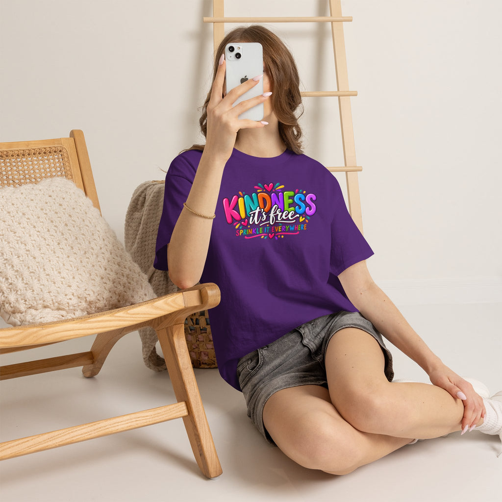 Kindness Is Free Rainbow Tee — Cute Positive Message T-Shirt