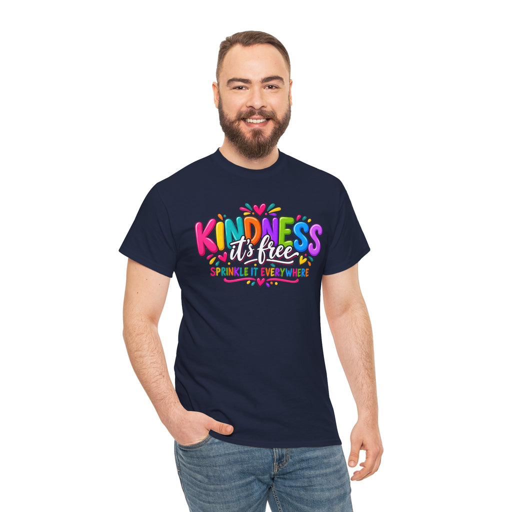 Kindness Is Free Rainbow Tee — Cute Positive Message T-Shirt