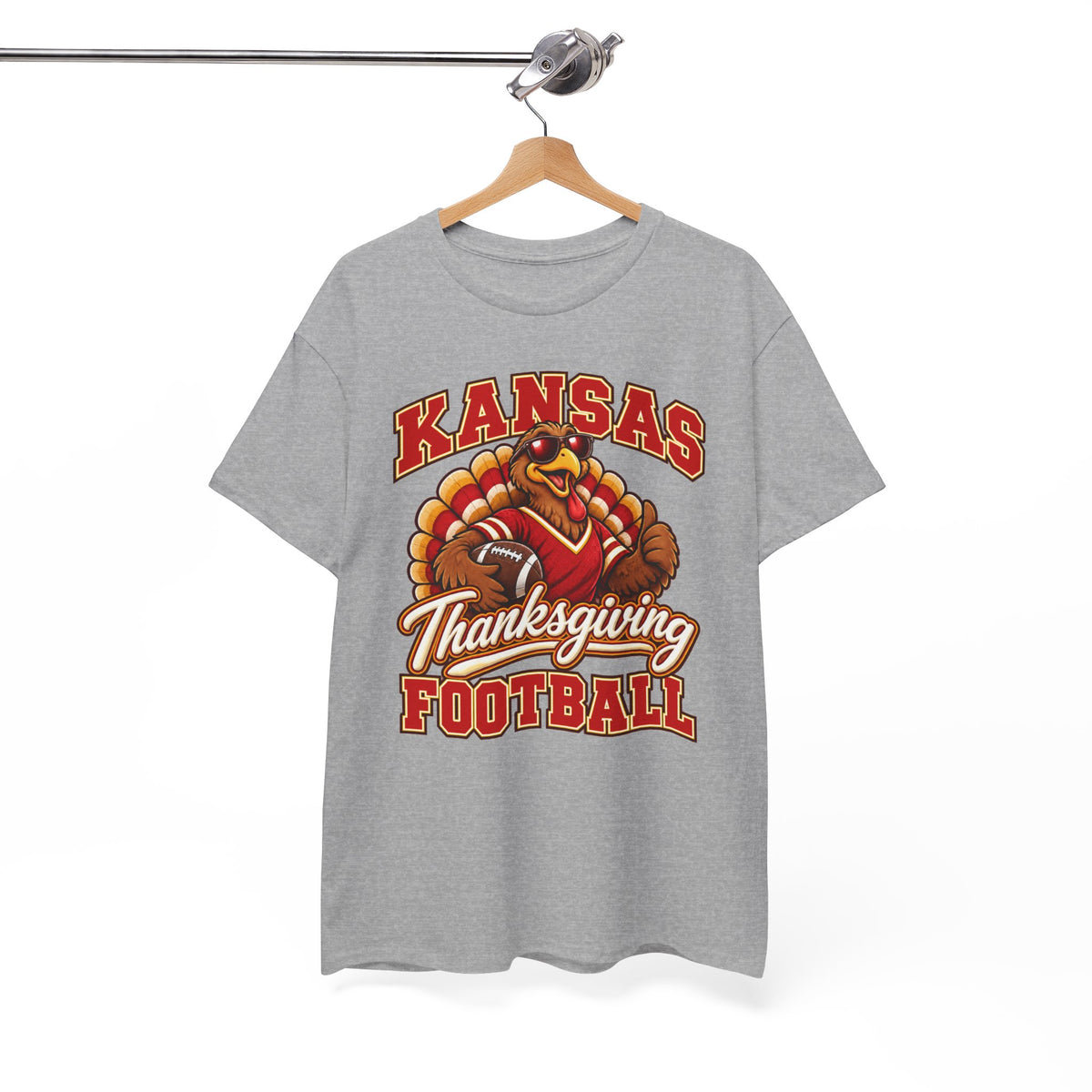 Kansas Thanksgiving Football T‑Shirt — Turkey Mascot Holiday Game Tee