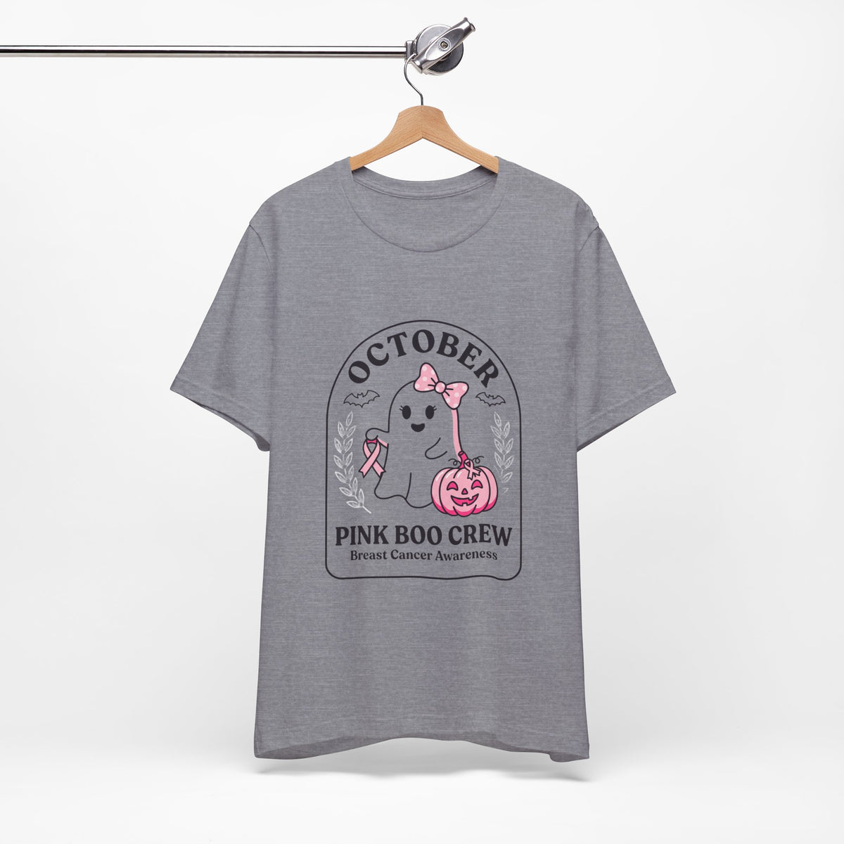 October Pink Boo Crew Tee — Breast Cancer Awareness Ghost T-Shirt