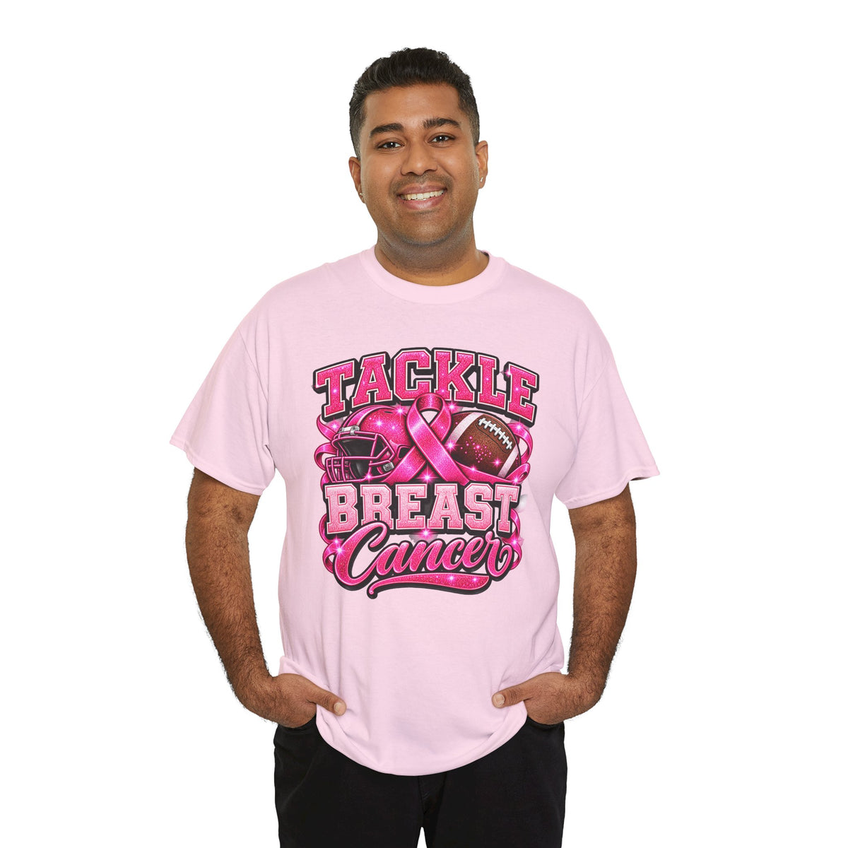T-Shirt — "Tackle Breast Cancer" Pink Football Awareness Tee
