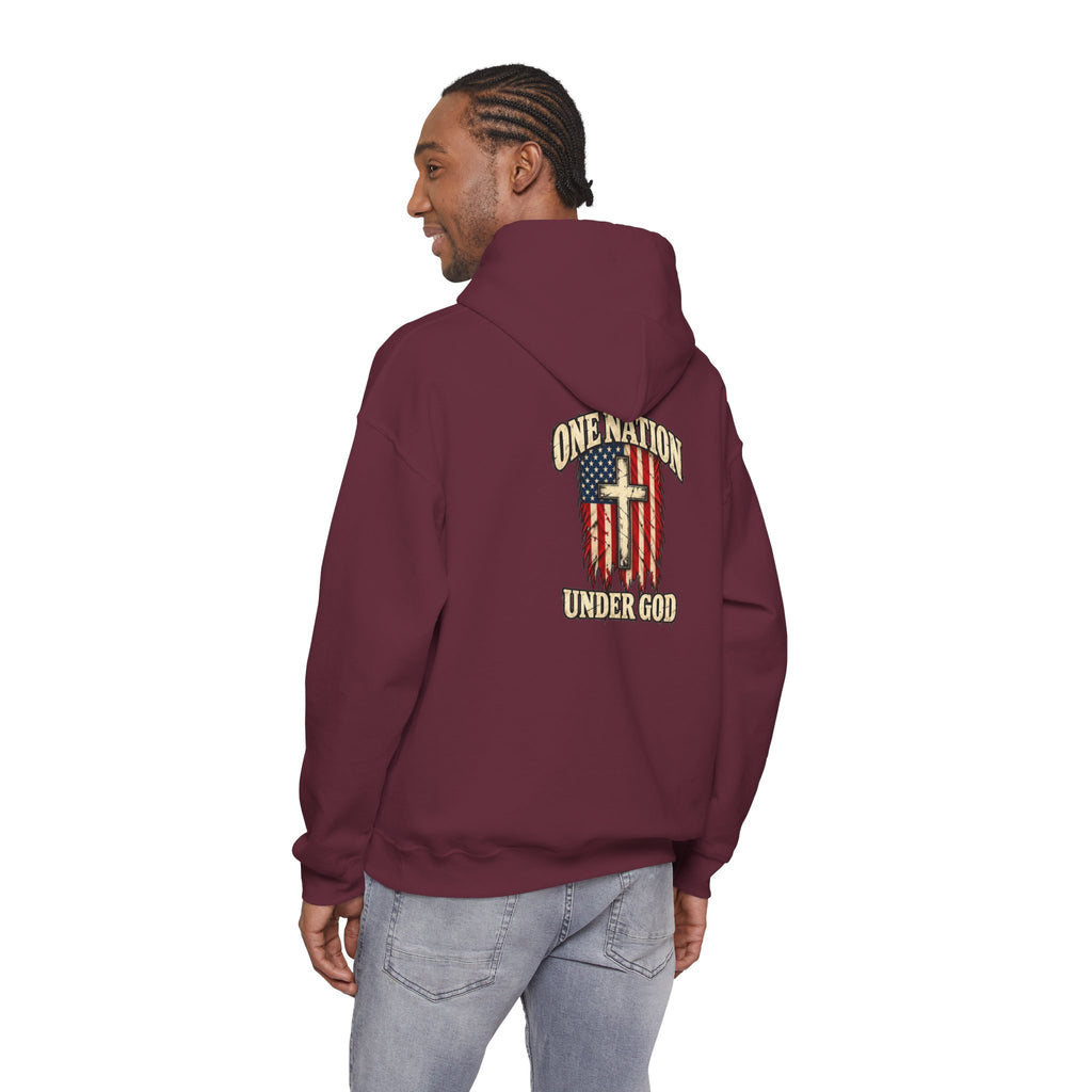 One Nation Under God Patriotic Cross Hoodie