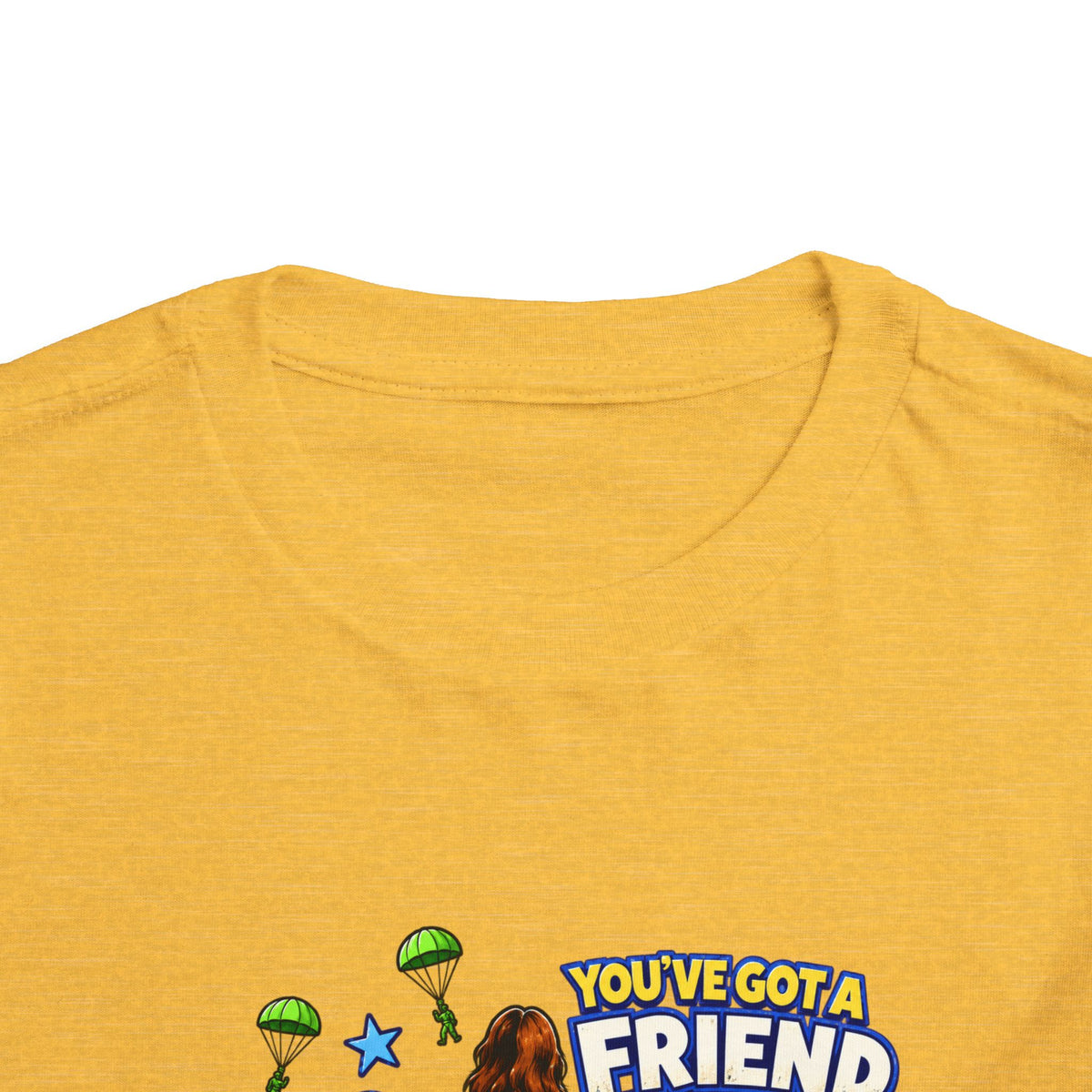 Toddler Tee — "You’ve Got a Friend in Him" Cartoon Faith & Toy Heroes Shirt