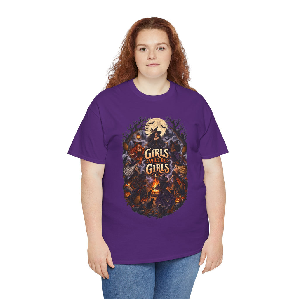 Girls Will Be Girls T-Shirt — Witchy Campfire Illustration Tee