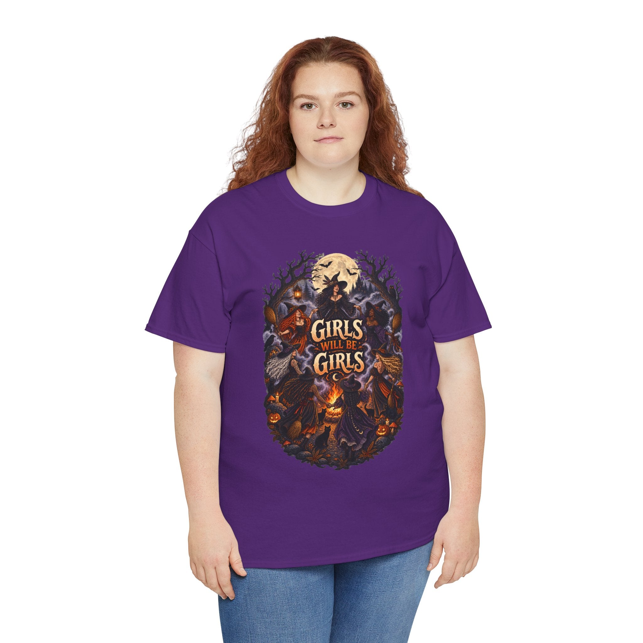 Girls Will Be Girls T-Shirt — Witchy Campfire Illustration Tee
