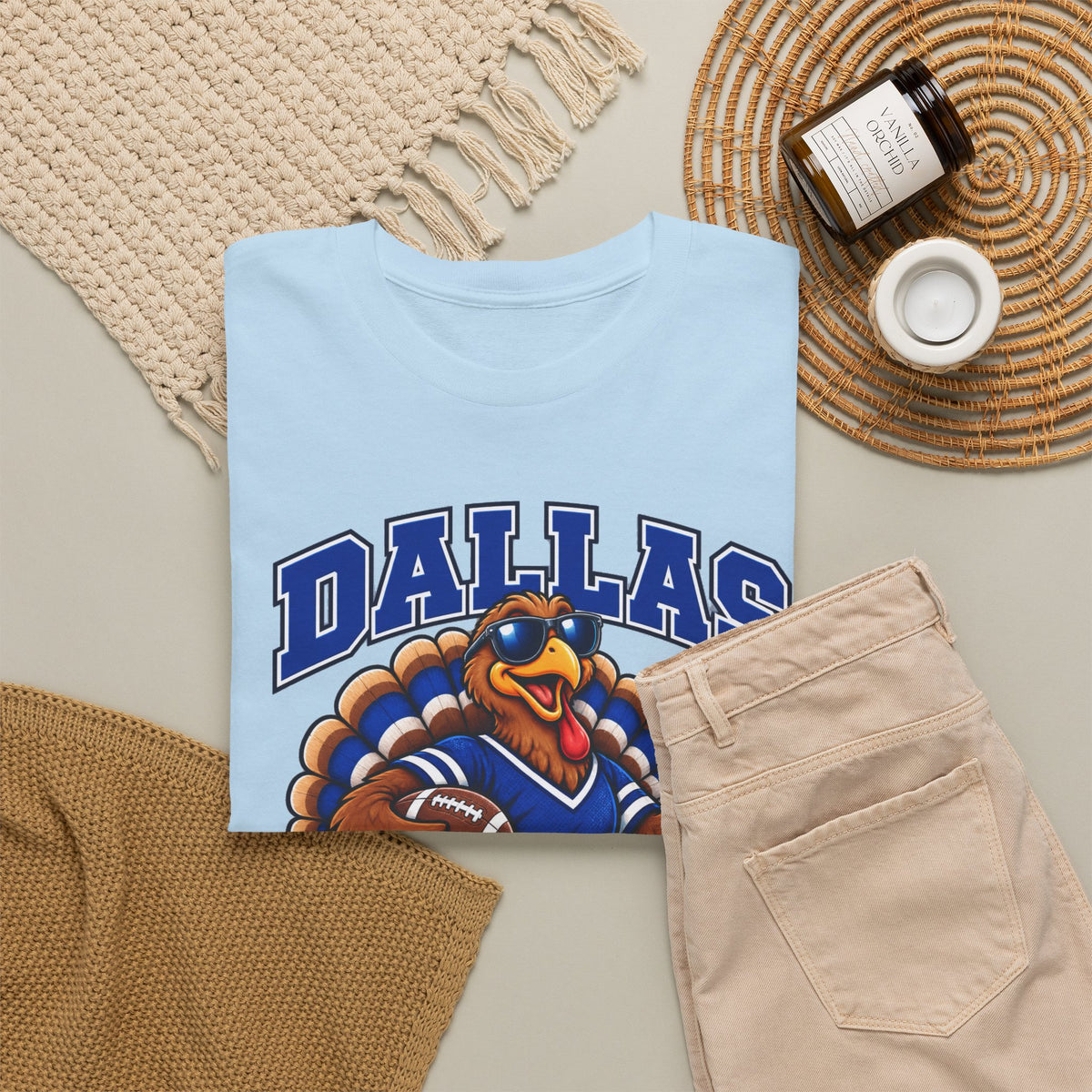 Dallas Thanksgiving Football T-Shirt — Turkey Mascot Game Day Tee