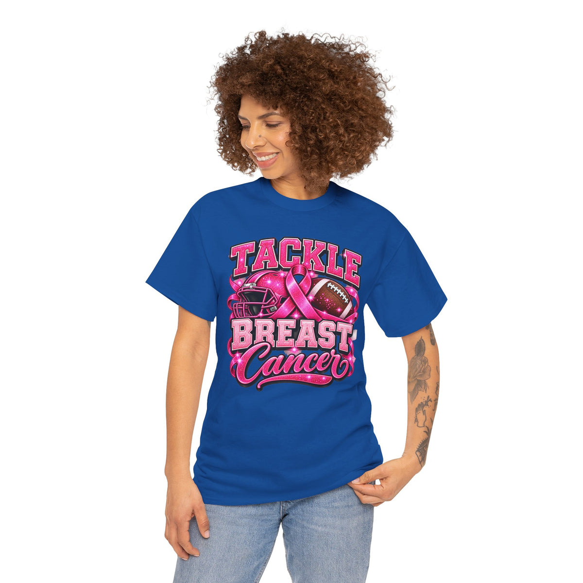T-Shirt — "Tackle Breast Cancer" Pink Football Awareness Tee